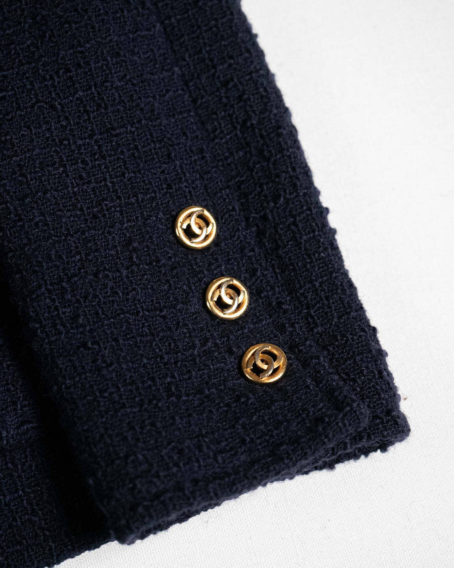 FR40–42 Chanel 1980s Classic Four Pocket Navy Tweed Jacket