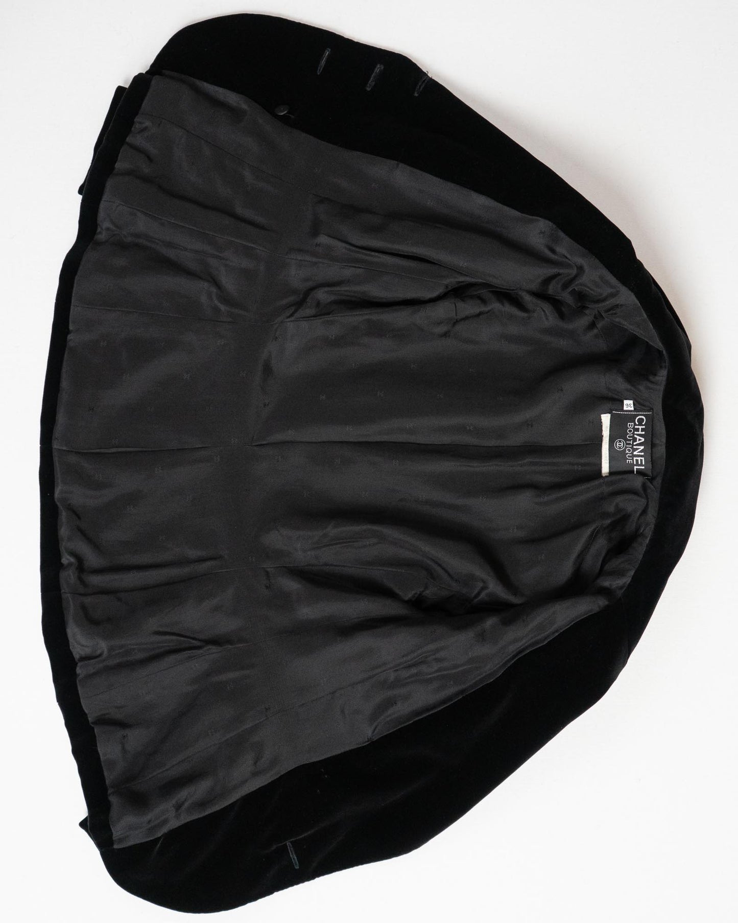 FR34-36 Chanel Fall 1988 Double Breasted Black Velvet Jacket