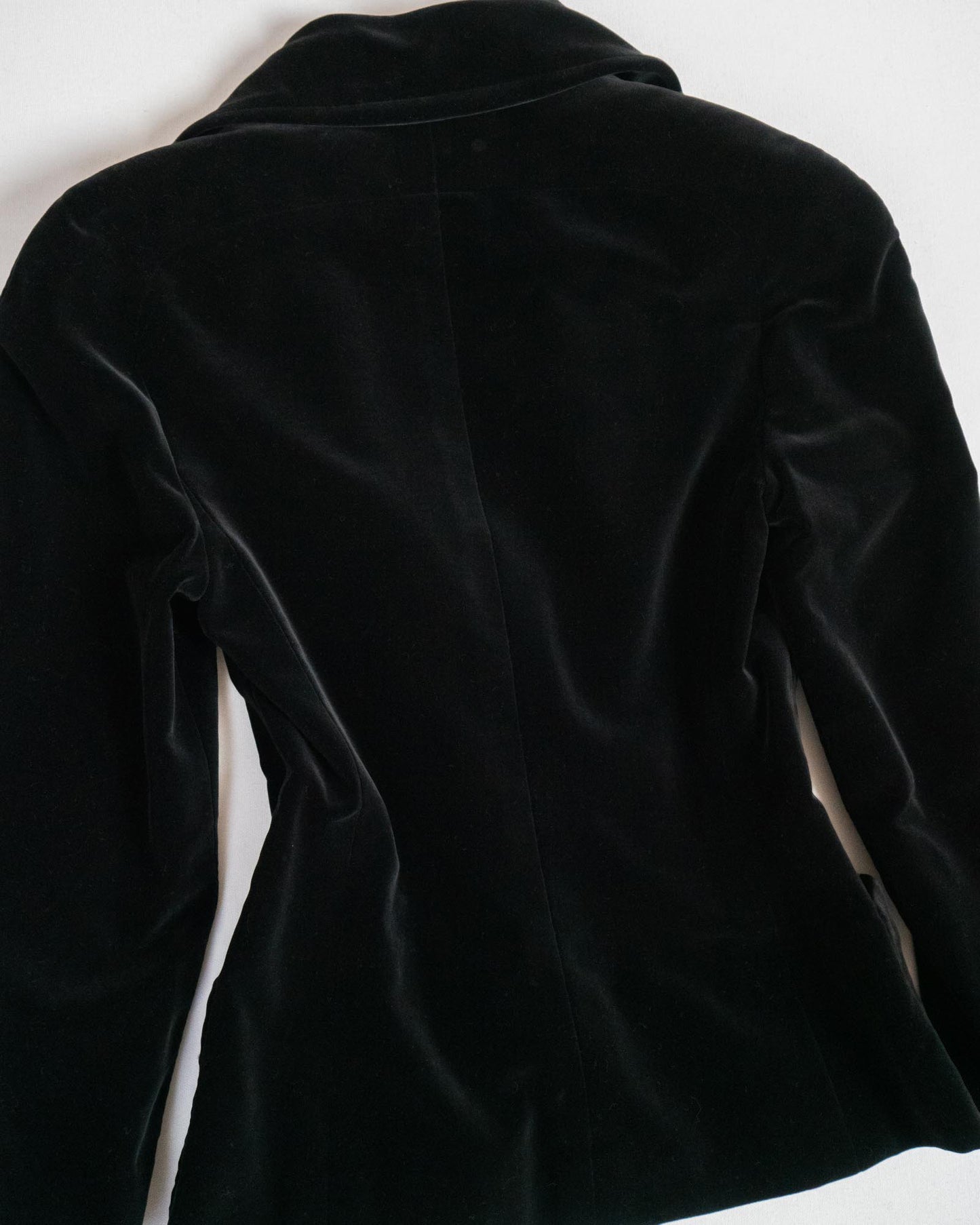 FR34-36 Chanel Fall 1988 Double Breasted Black Velvet Jacket