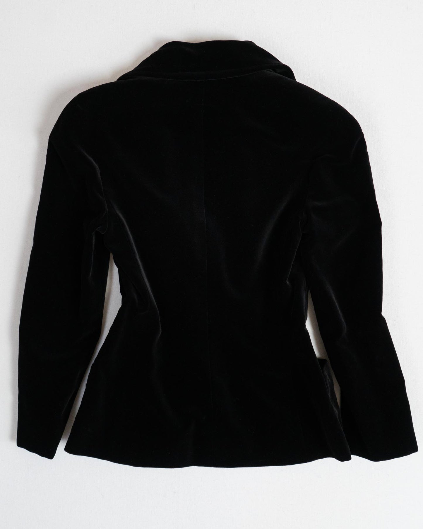 FR34-36 Chanel Fall 1988 Double Breasted Black Velvet Jacket