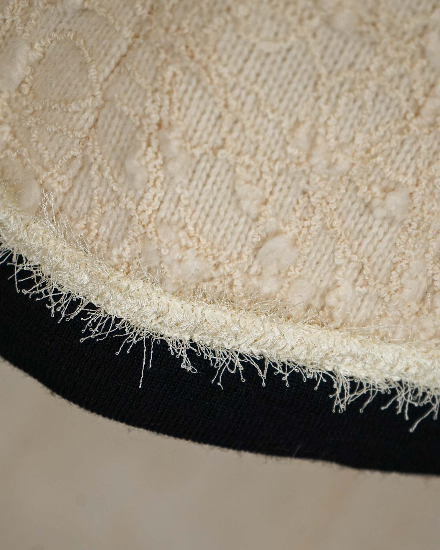 FR36-38 Rare Chanel Fall 1994 Iconic Collarless Ivory and Black Fantasy Tweed Jacket