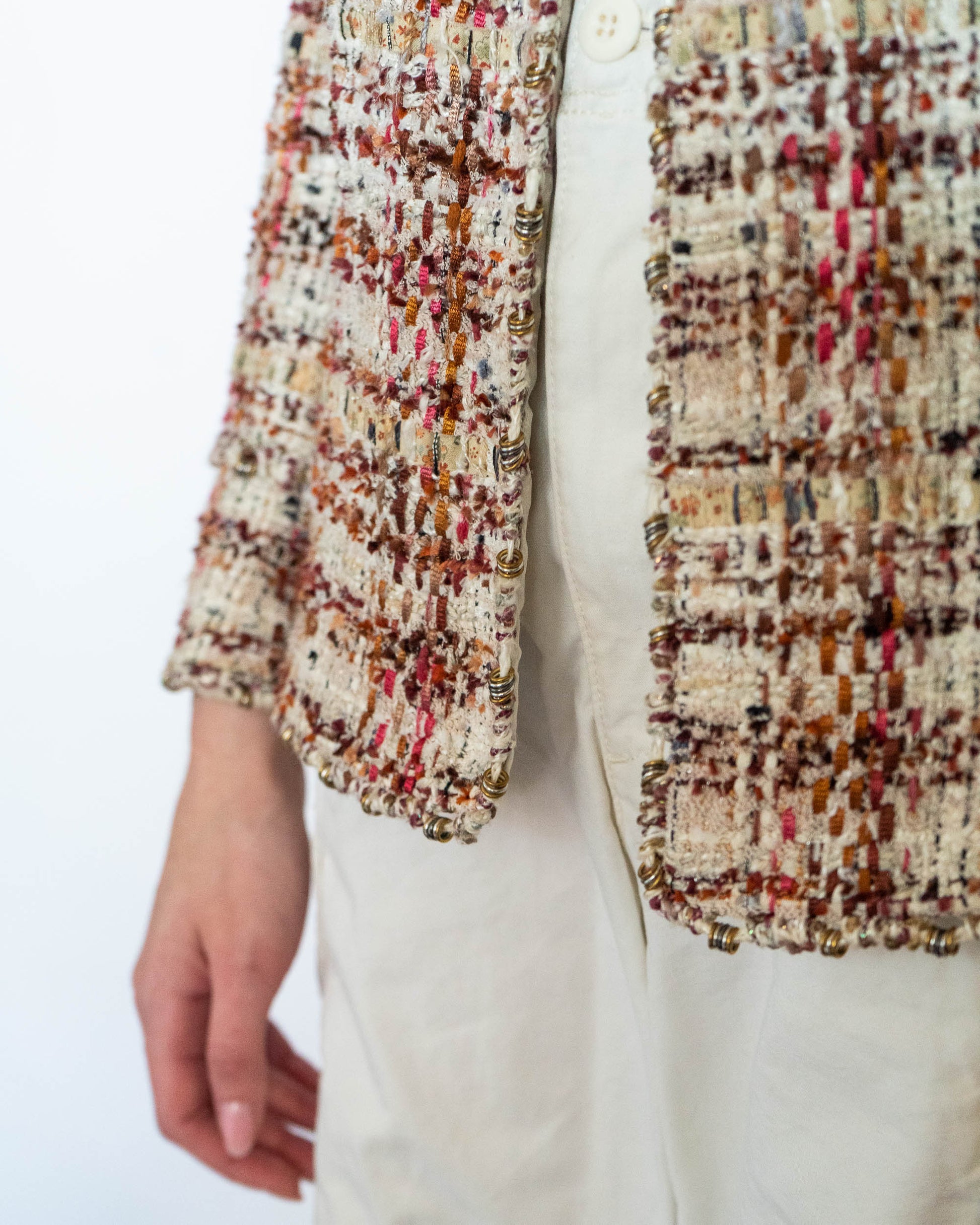 FR36-38 Chanel Spring 2006 High Collar Two Pocket Fantasy Tweed Jacket - Vintage Chanel Jacket -   - Rarchive.