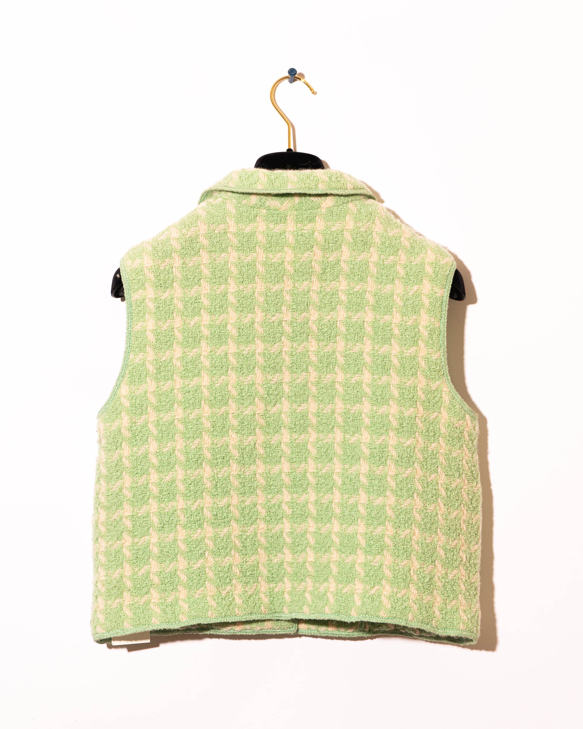 FR36-38 Rare Chanel Spring 1996 Two Pocket Green and Off White Wool Vest - Vintage Chanel Jacket -   - Rarchive.