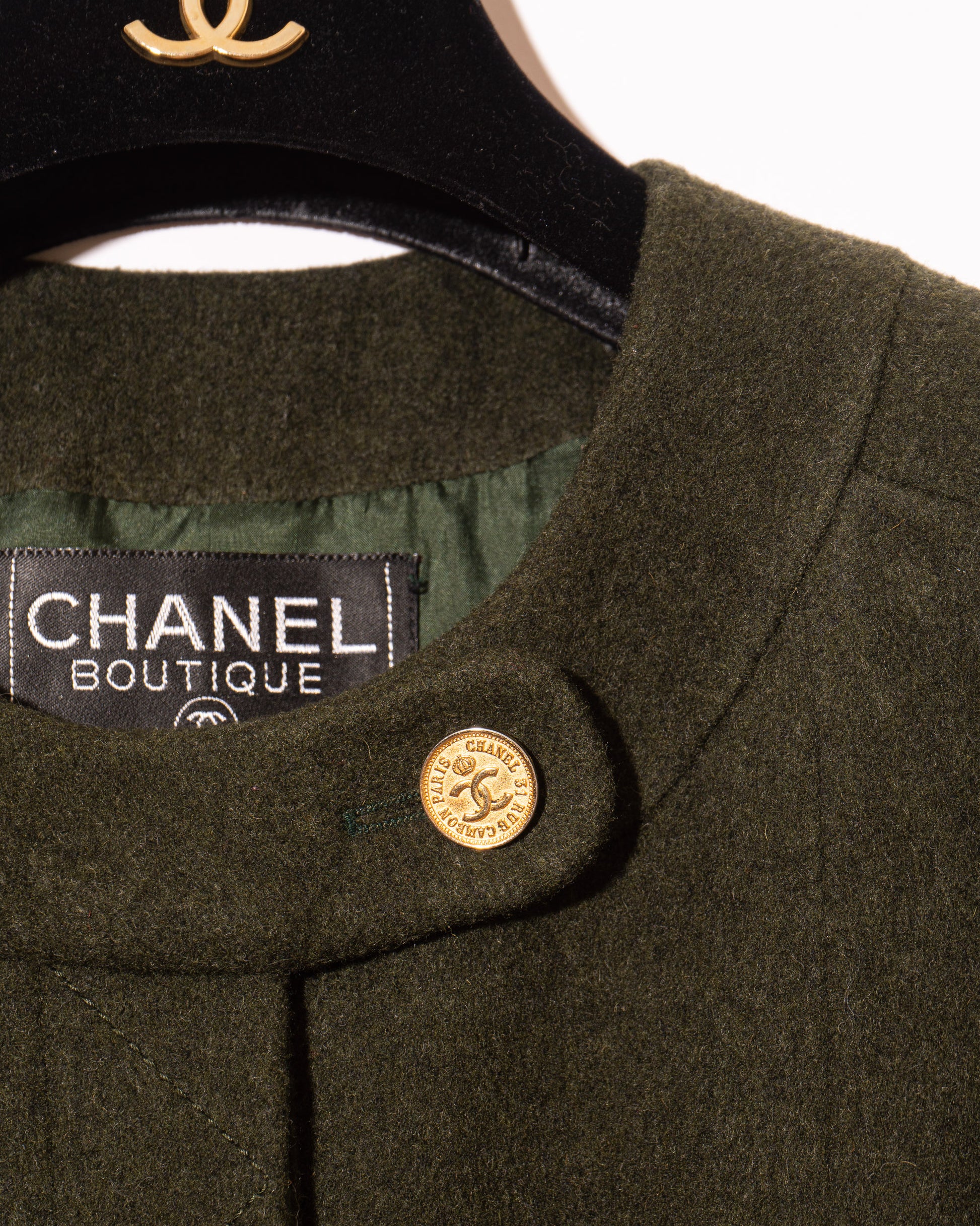 FR38-40 Chanel Fall 1988 Collarless Two Pocket Wool Jacket - Vintage Chanel Jacket -   - Rarchive.
