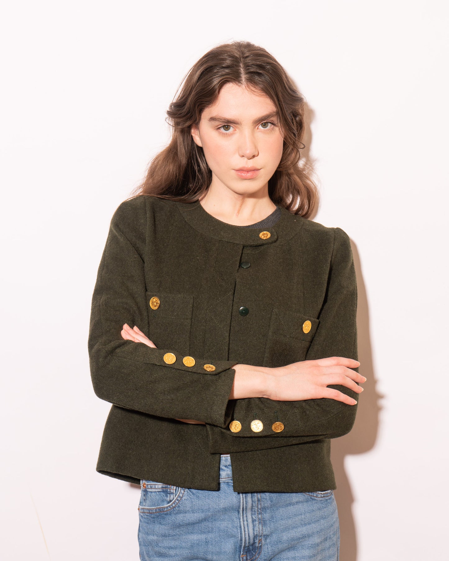 FR38-40 Chanel Fall 1988 Collarless Two Pocket Wool Jacket - Vintage Chanel Jacket -   - Rarchive.