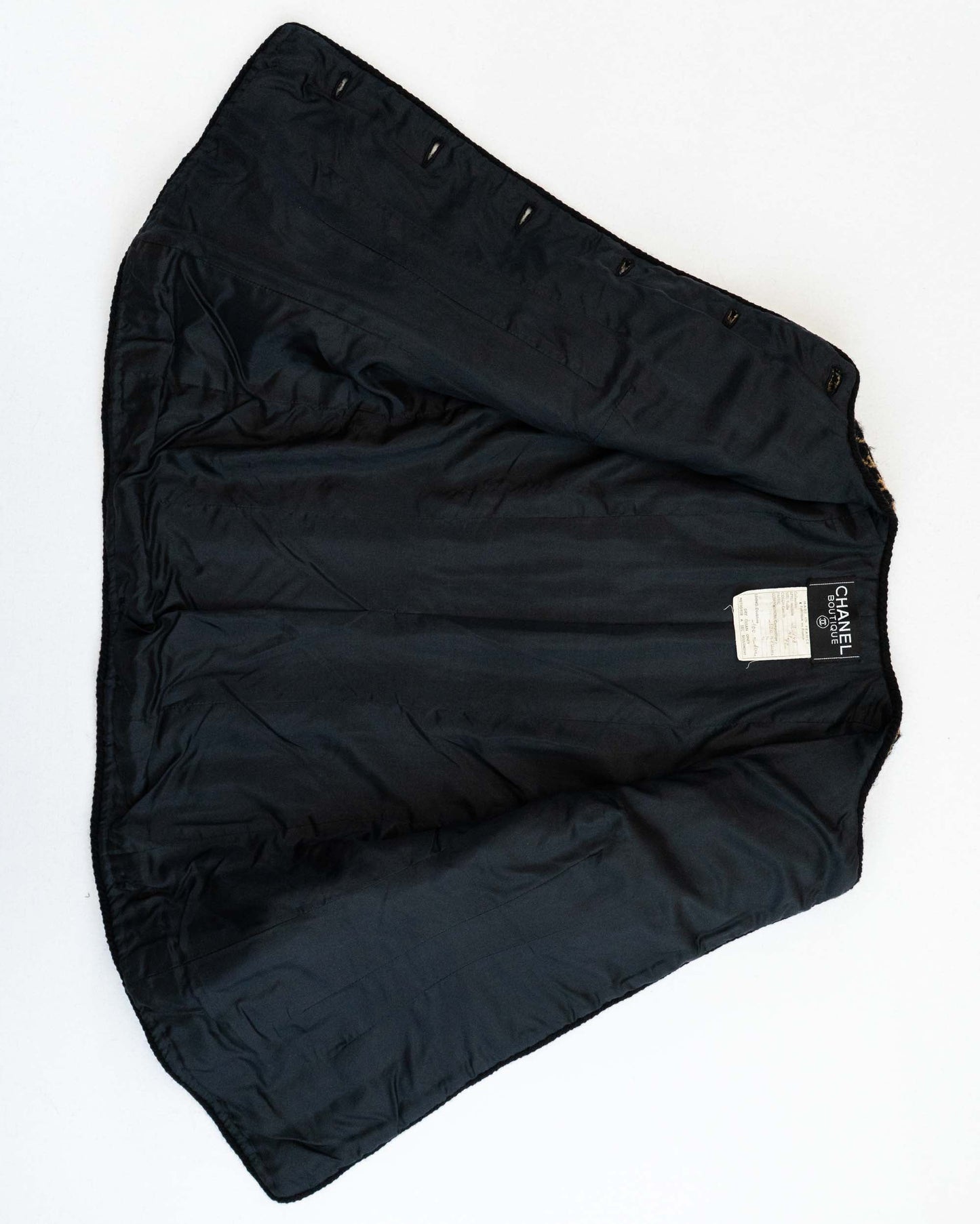 FR40-42 Chanel Fall 1986 Collarless Four Pocket Black and Brown Houndstooth Wool Tweed Jacket