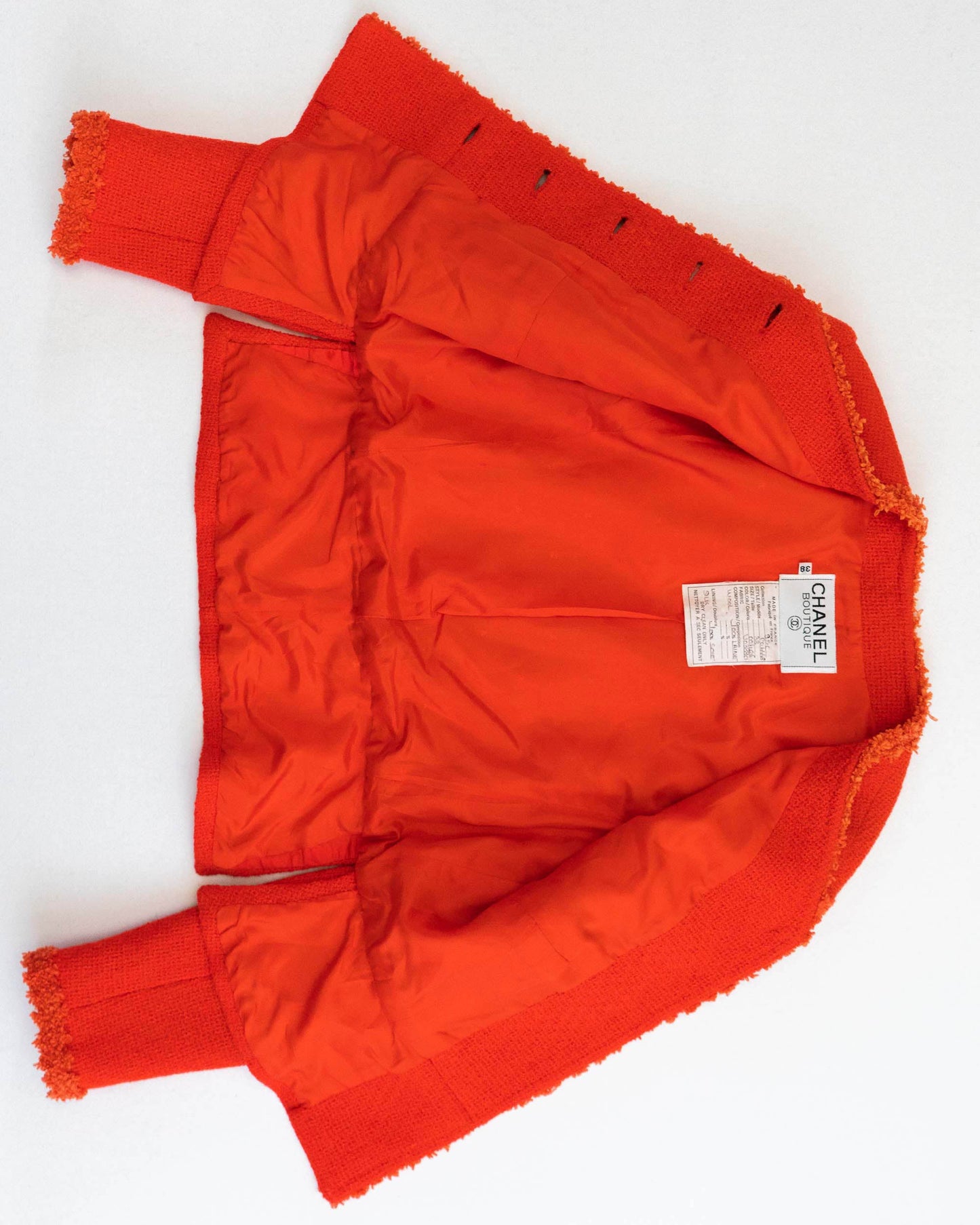 FR36-38 Rare Chanel Cruise 1995 Scarlet Red Skirt Suit