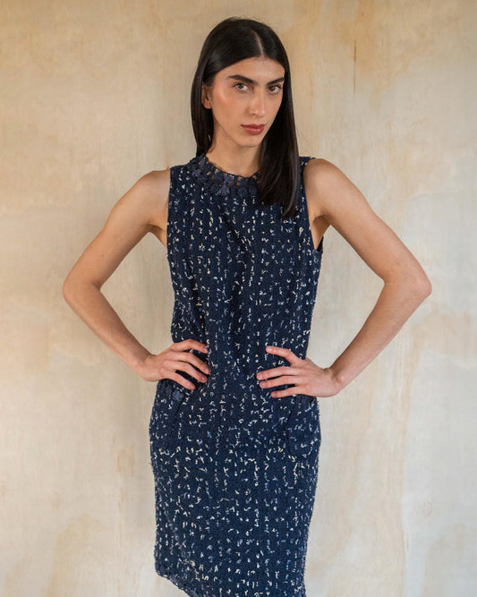 FR36-38 Chanel Cruise 2011 Two Pocket Fantasy Tweed Knee-Length Sleeveless Dress