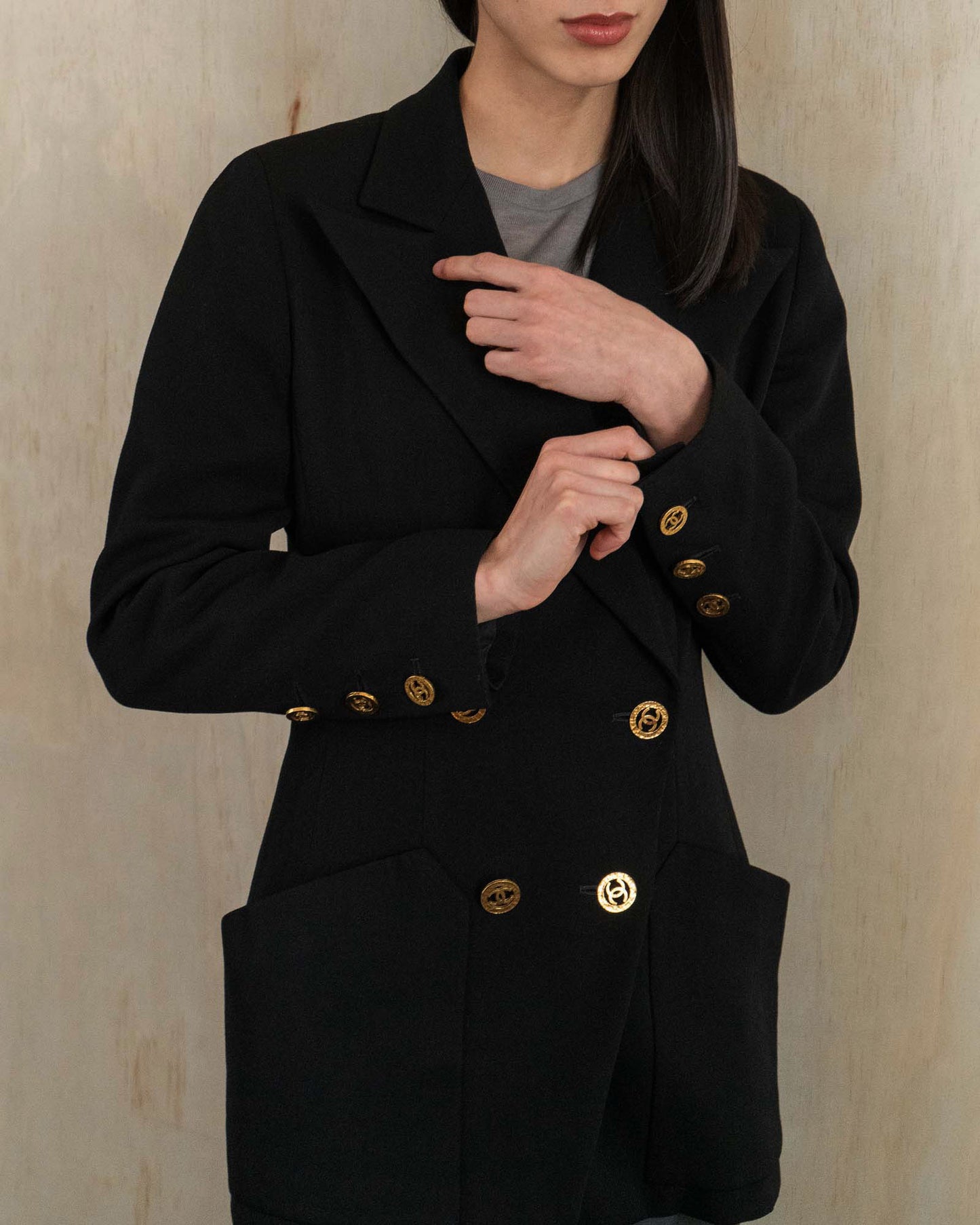 FR38-40 Chanel Cruise 1993 Two Pocket Classic Double Breasted Wool Jacket