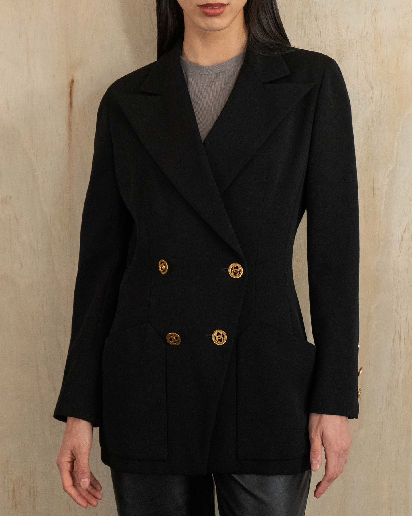 FR38-40 Chanel Cruise 1993 Two Pocket Classic Double Breasted Wool Jacket