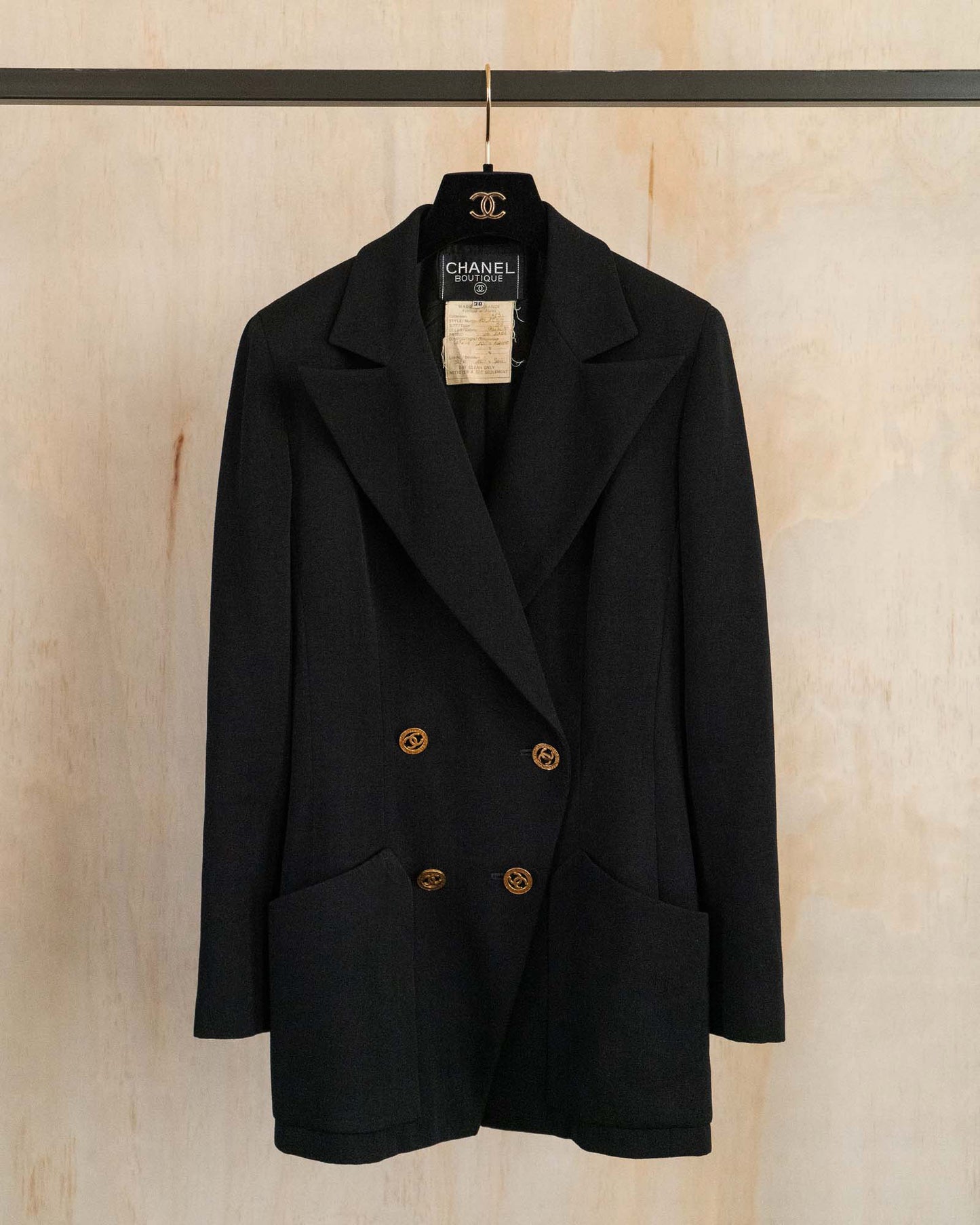 FR38-40 Chanel Cruise 1993 Two Pocket Classic Double Breasted Wool Jacket