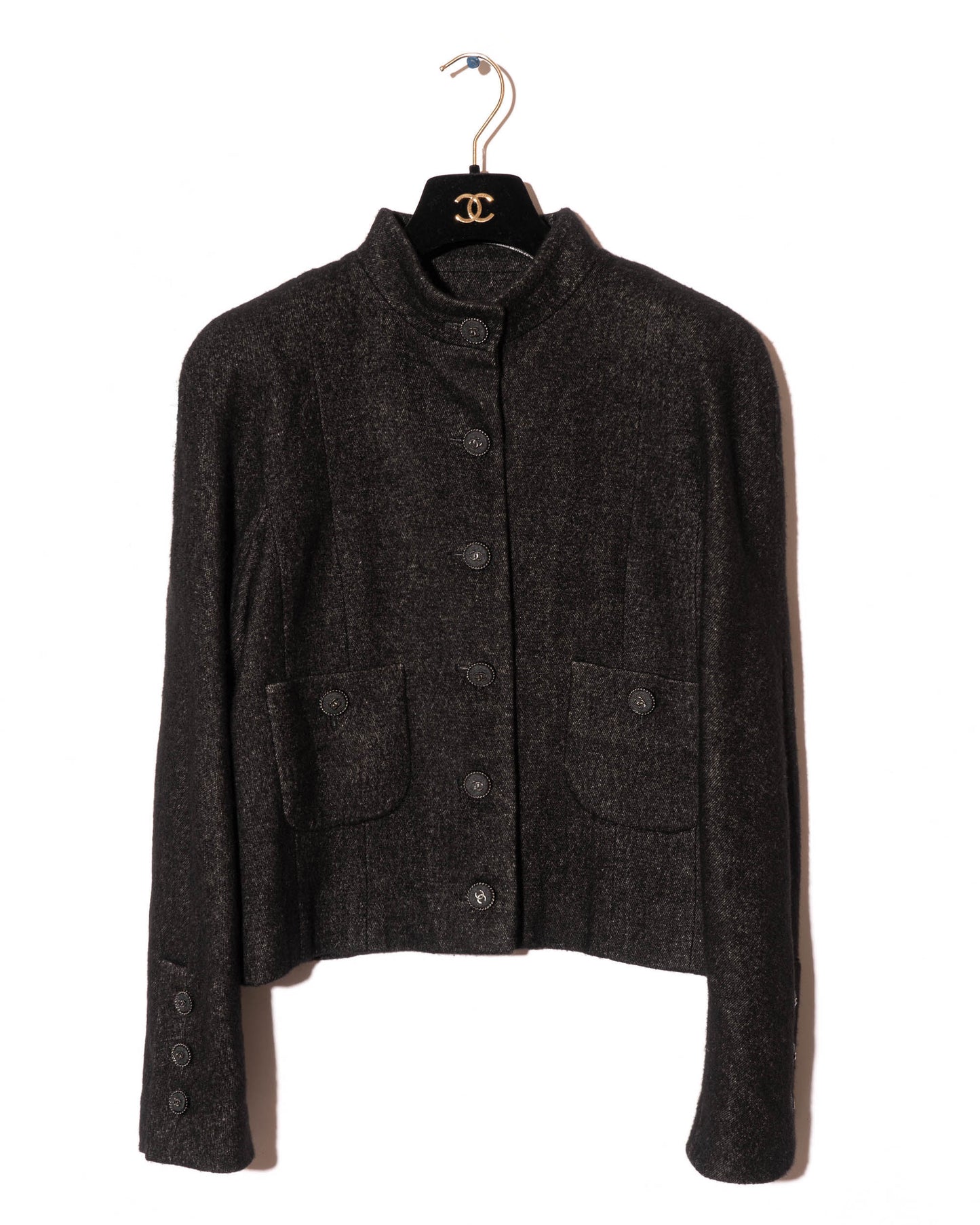 FR38-40 Rare Chanel Pre-Fall 2013 Black Cropped Cashmere Jacket