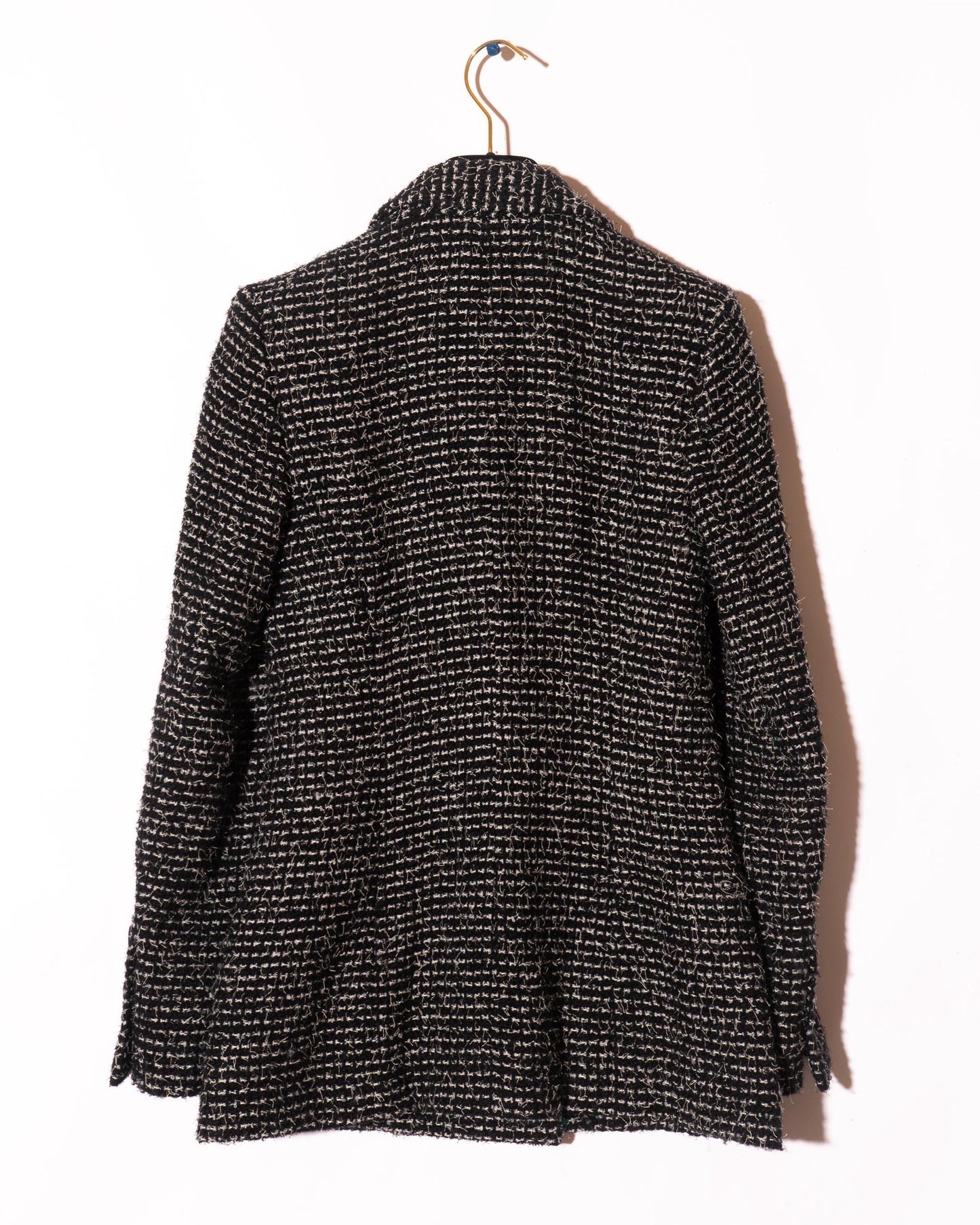 FR34-36 Chanel Cruise 2003 Double Breasted Camellia Detail Black and White Fantasy Tweed Jacket