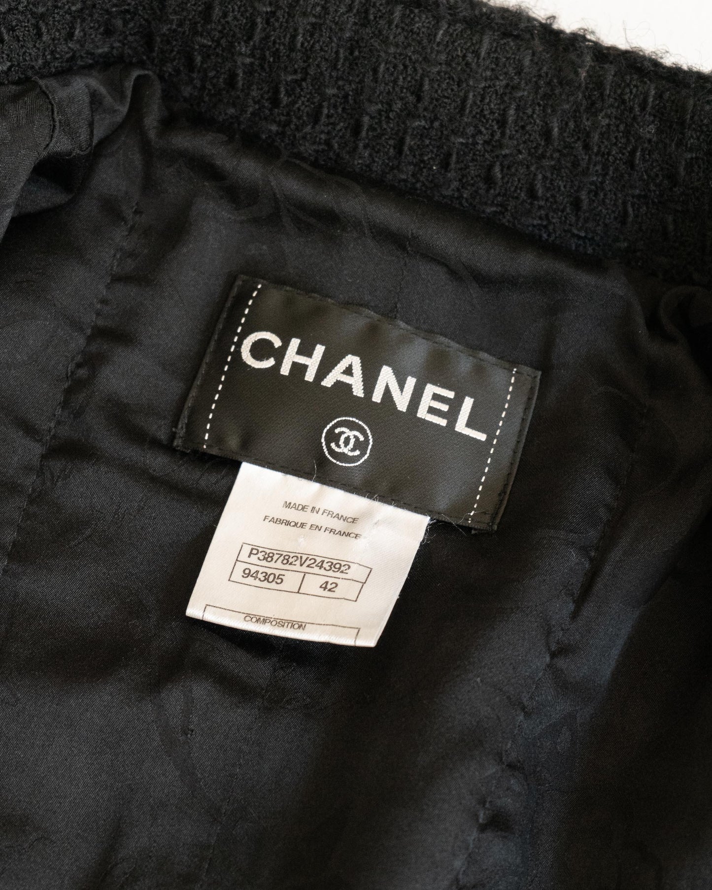 FR38-40 Chanel Pre-Fall 2010 Paris-Shanghai Classic Four Pocket High Collar Black Tweed Jacket
