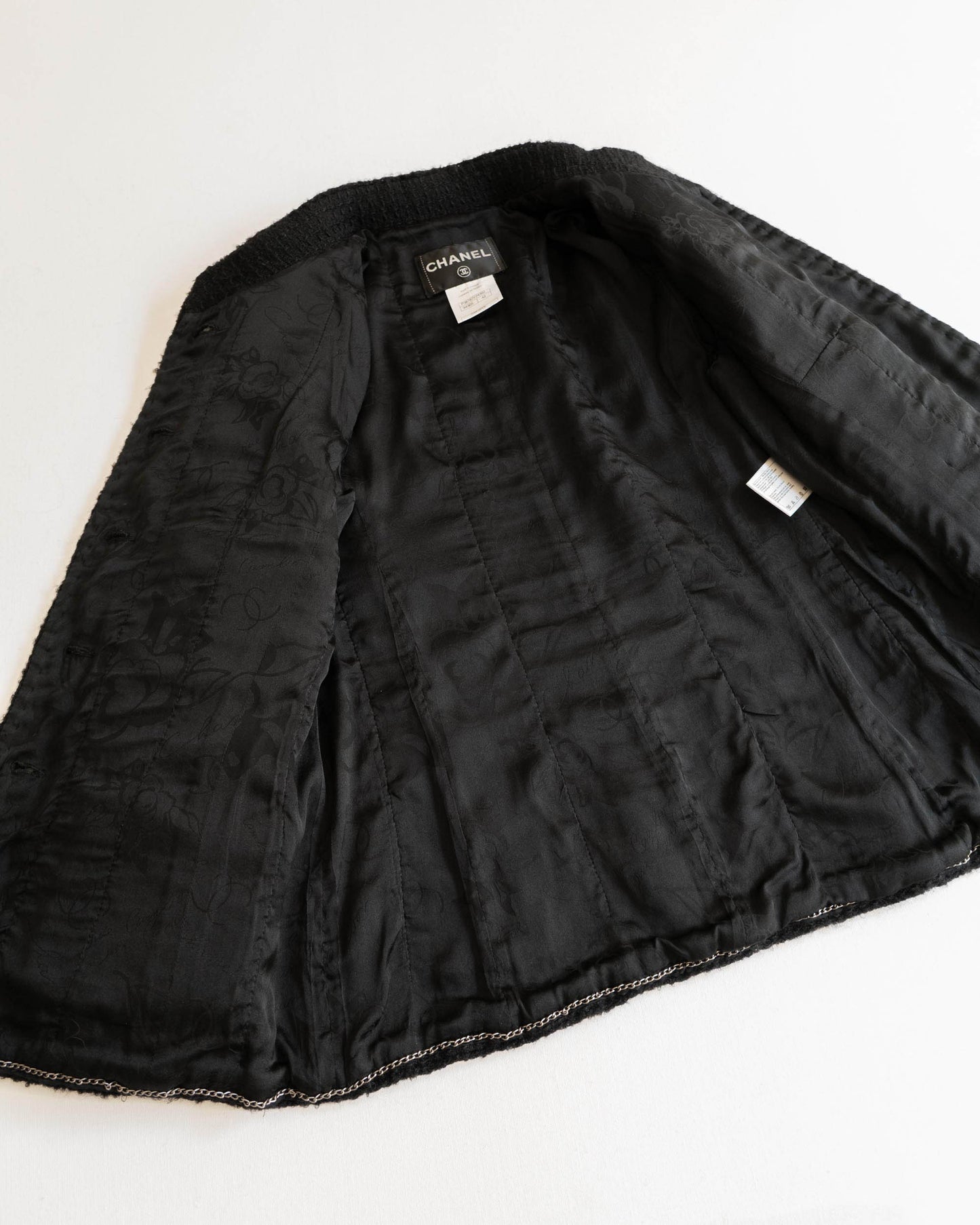 FR38-40 Chanel Pre-Fall 2010 Paris-Shanghai Classic Four Pocket High Collar Black Tweed Jacket