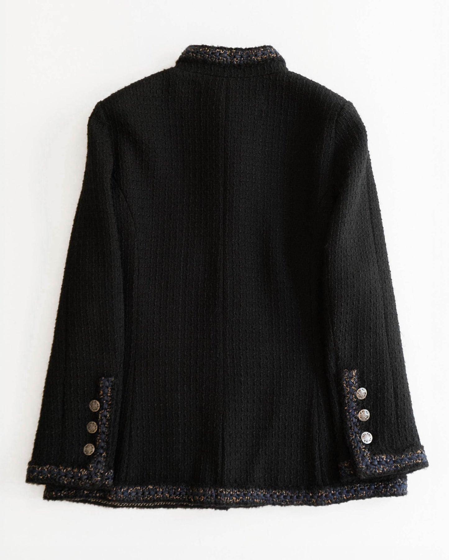 FR38-40 Chanel Pre-Fall 2010 Paris-Shanghai Classic Four Pocket High Collar Black Tweed Jacket