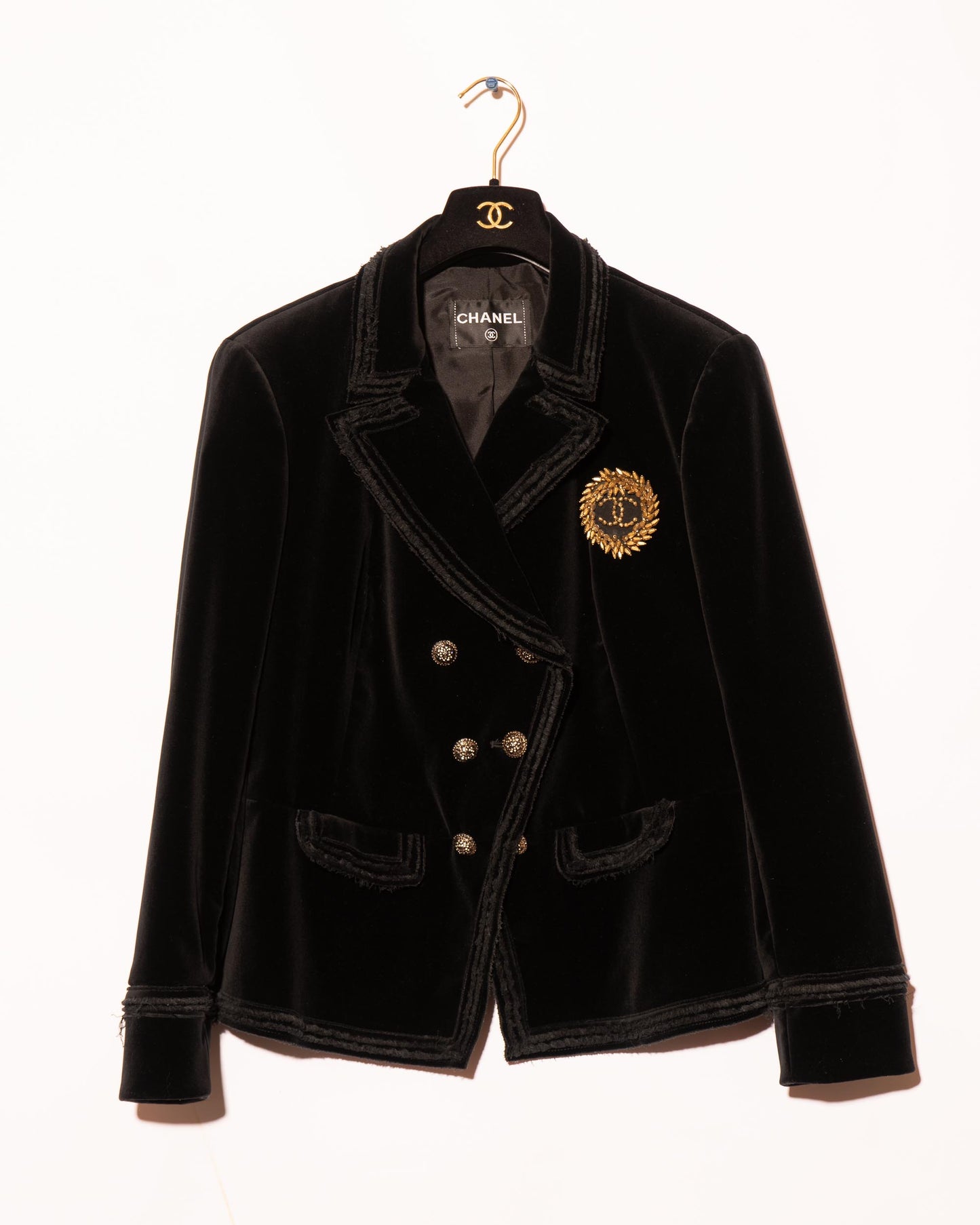 FR42-44 Chanel Spring 2010 Double Breasted Fitted Cut Velvet Jacket