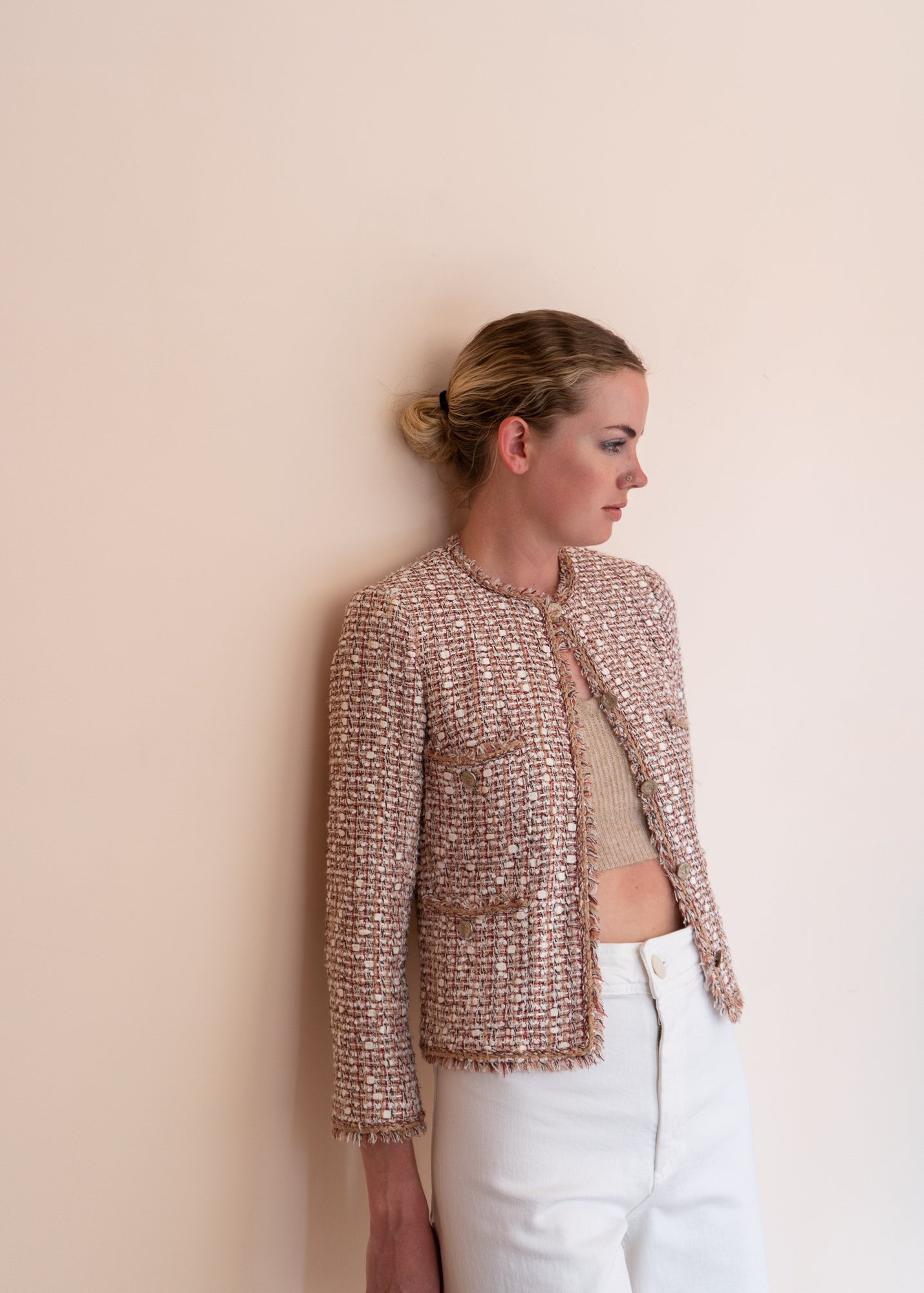 FR34-36 Chanel Spring 2006 Collarless Four Pocketed Fantasy Tweed Jacket - Vintage Chanel Jacket -   - Rarchive.