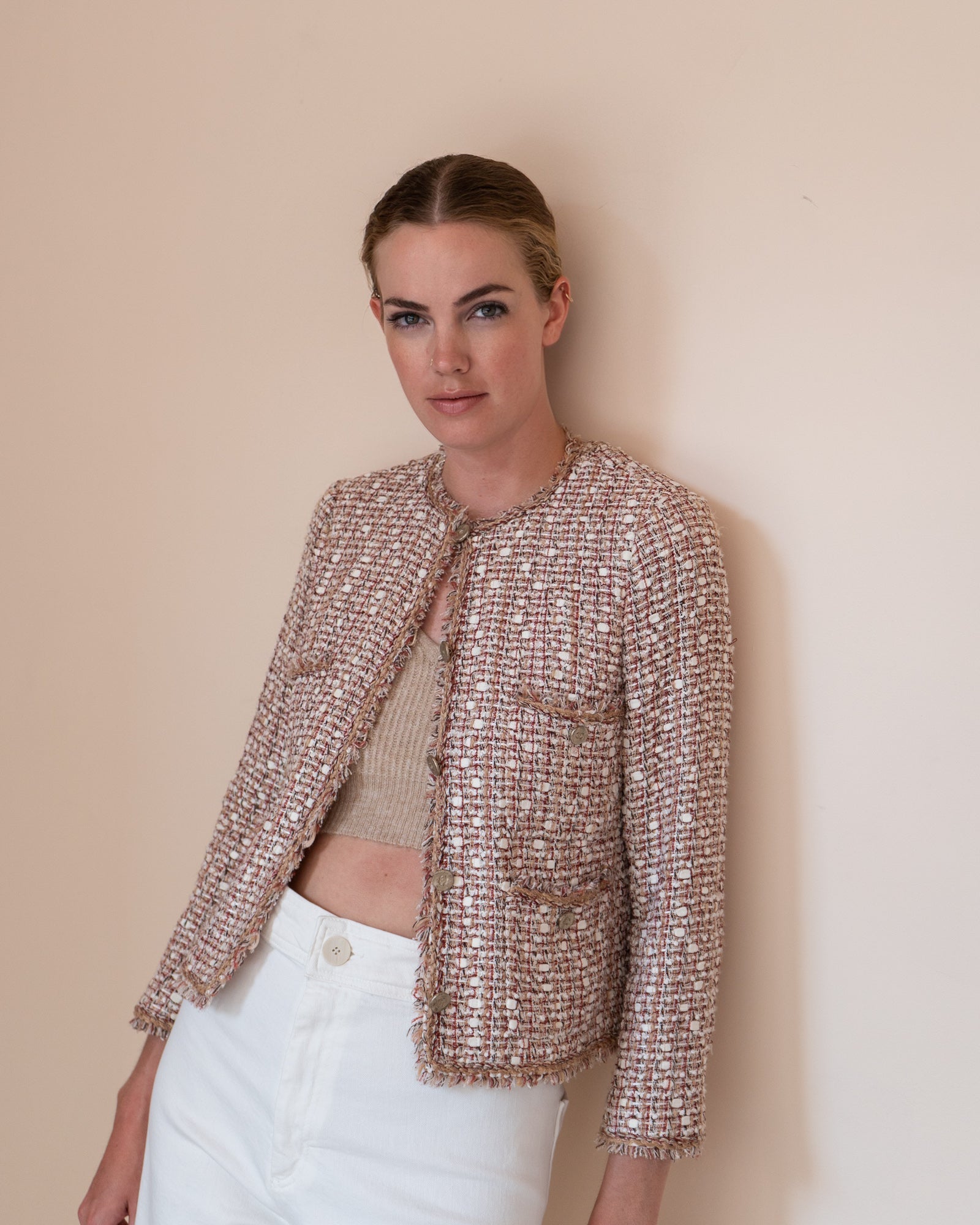FR34-36 Chanel Spring 2006 Collarless Four Pocketed Fantasy Tweed Jacket - Vintage Chanel Jacket -   - Rarchive.