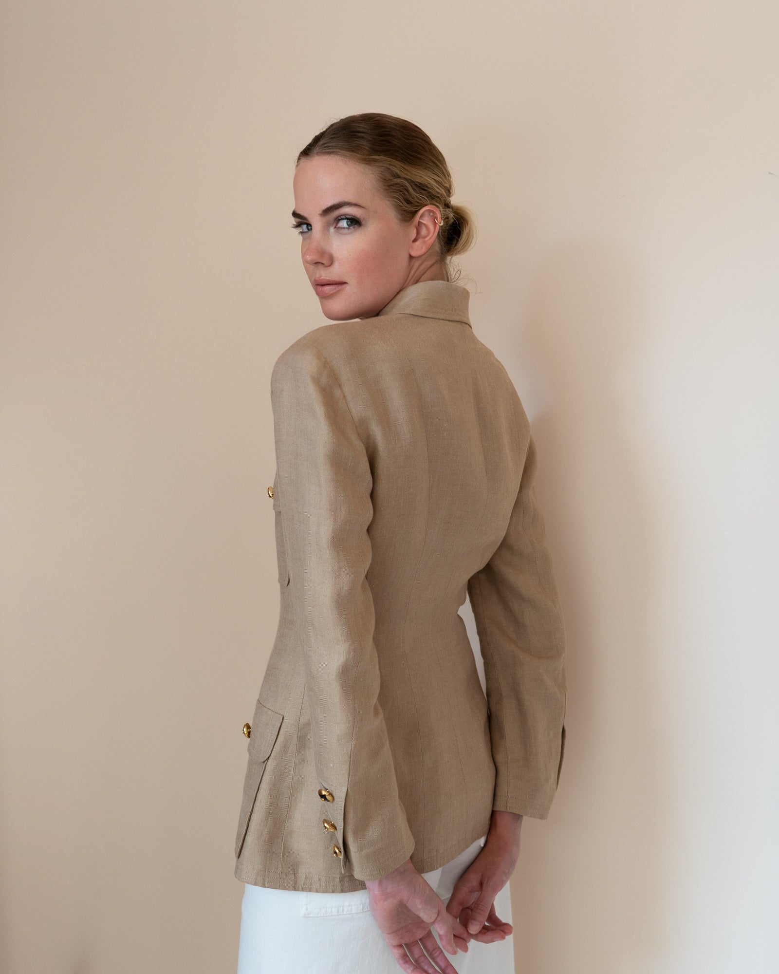 FR38-40 Rare Chanel Cruise 1992 Four Pocketed Linen Jacket - Vintage Chanel Jacket -   - Rarchive.