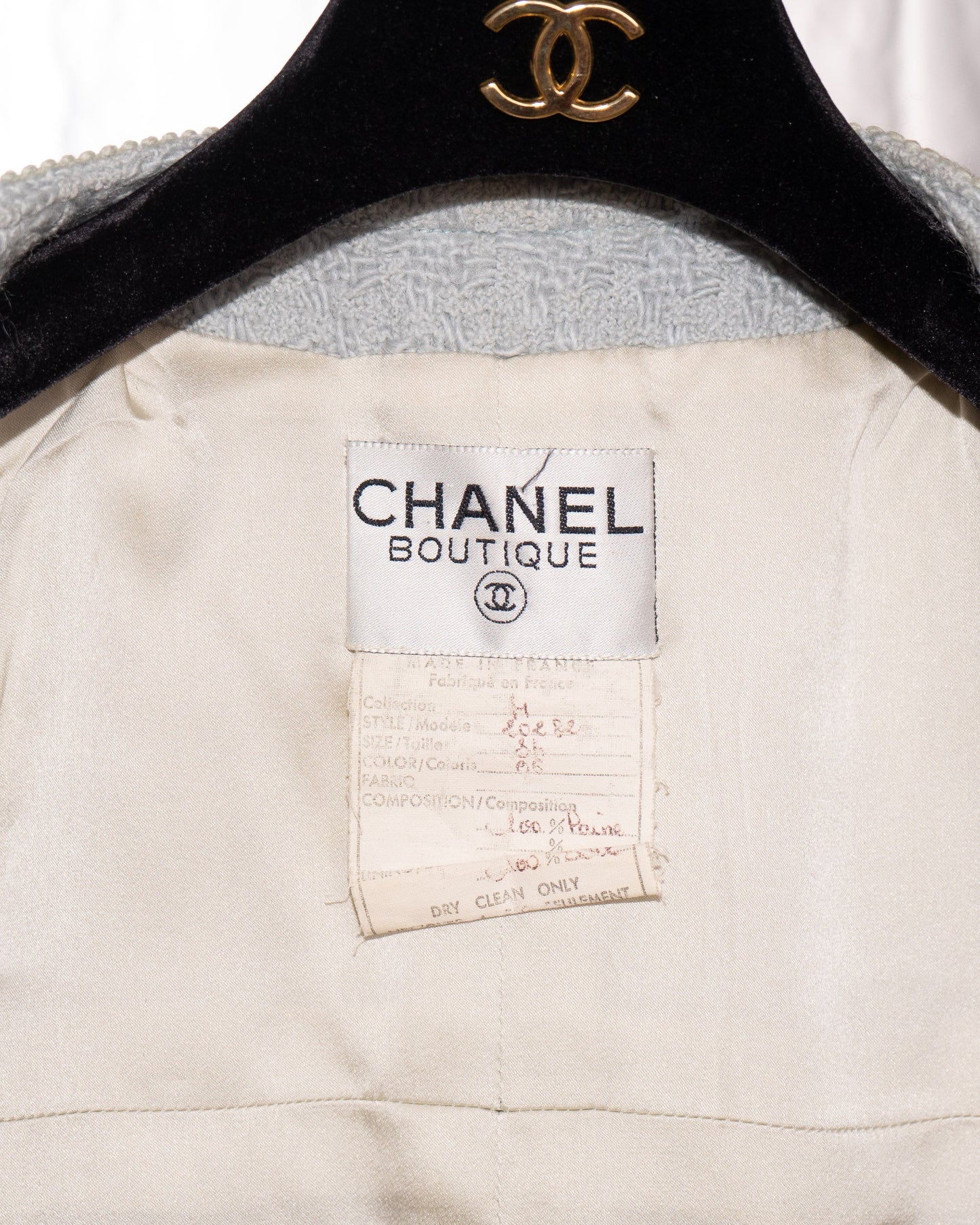 FR36-38 Rare Chanel Fall 1987 Four Pocketed Jacket in Light Blue - Vintage Chanel Jacket -   - Rarchive.