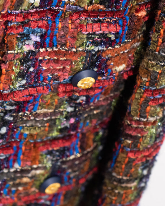 FR38-40 Rare Chanel Fall 1993 Four Pocketed Multicolor Fantasy Tweed Jacket - Vintage Chanel Jacket -   - Rarchive.