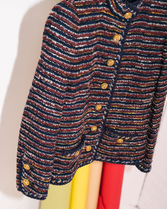 FR34-36 Chanel Haute Couture 1970s Cropped Jacket in Multicolor Tweed - Vintage Chanel Jacket -   - Rarchive.