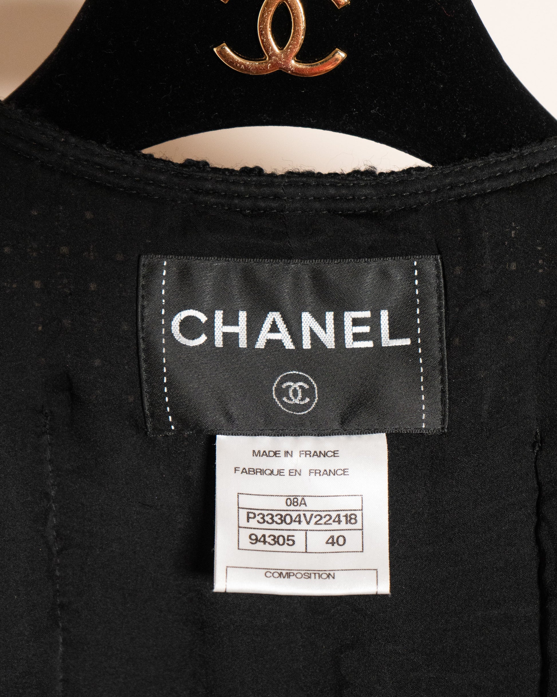 FR36-38 Rare Chanel Fall 2008 Classic Four Pocketed Jacket in Black - Vintage Chanel Jacket -   - Rarchive.