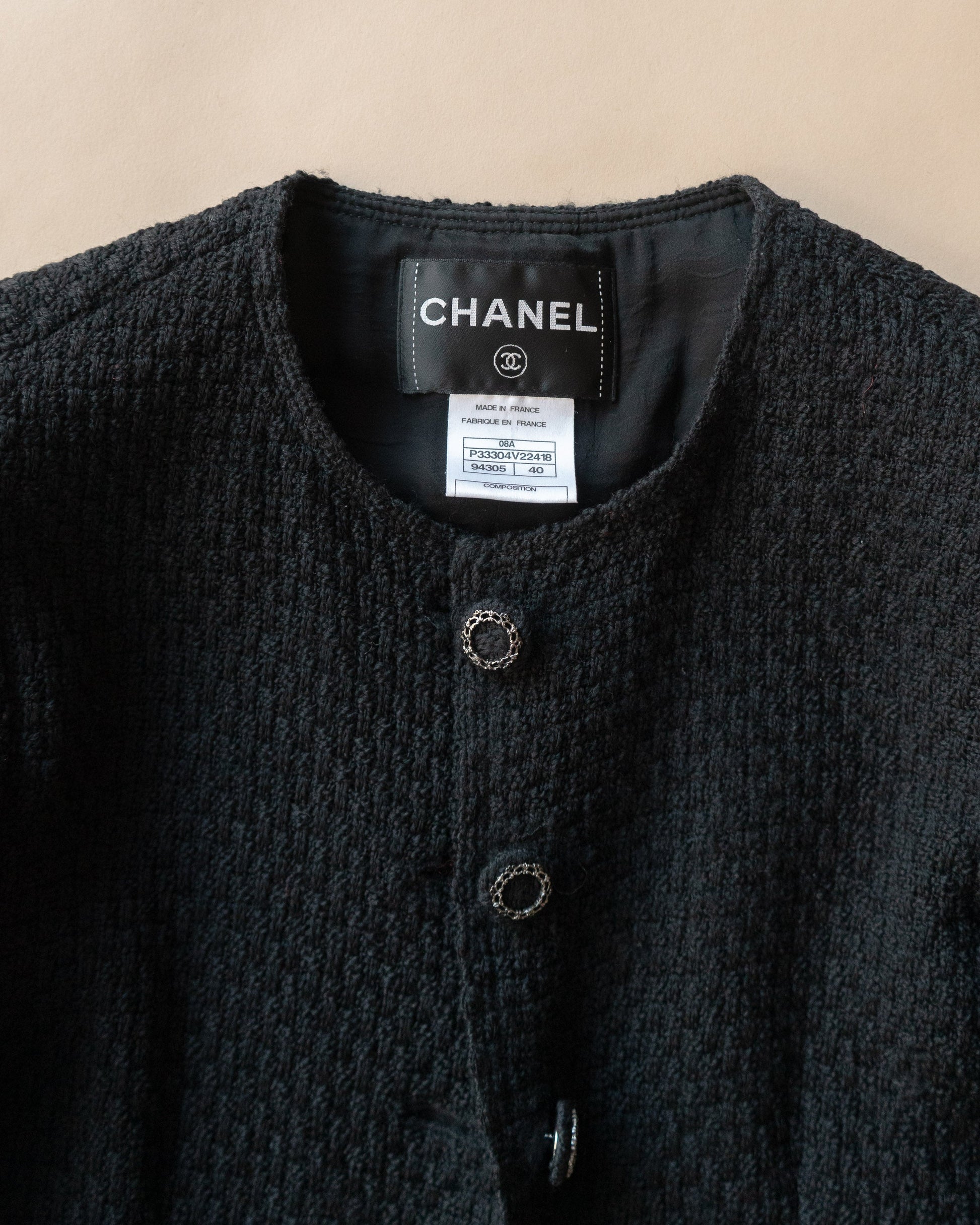 FR36-38 Rare Chanel Fall 2008 Classic Four Pocketed Jacket in Black - Vintage Chanel Jacket -   - Rarchive.