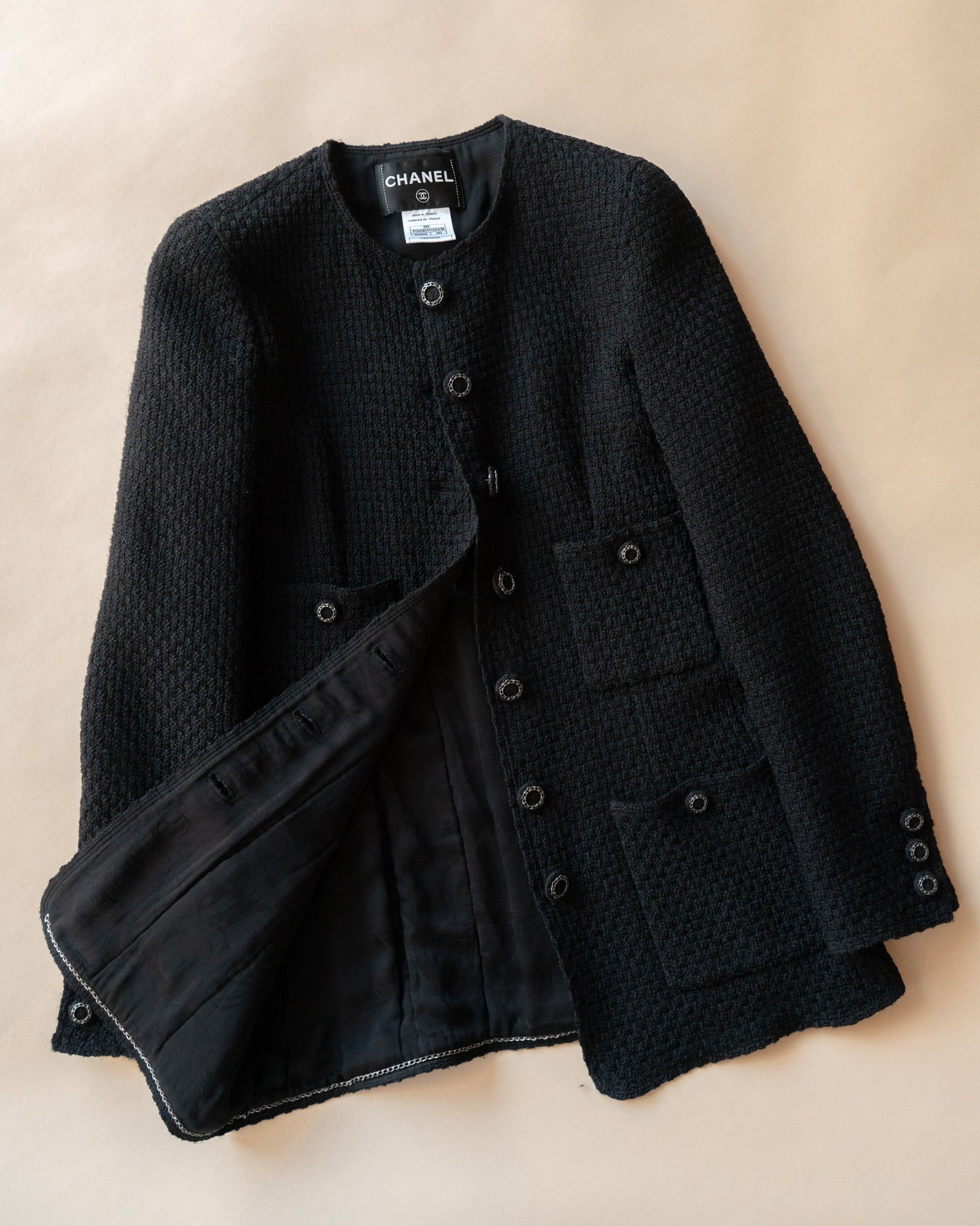 FR36-38 Rare Chanel Fall 2008 Classic Four Pocketed Jacket in Black - Vintage Chanel Jacket -   - Rarchive.