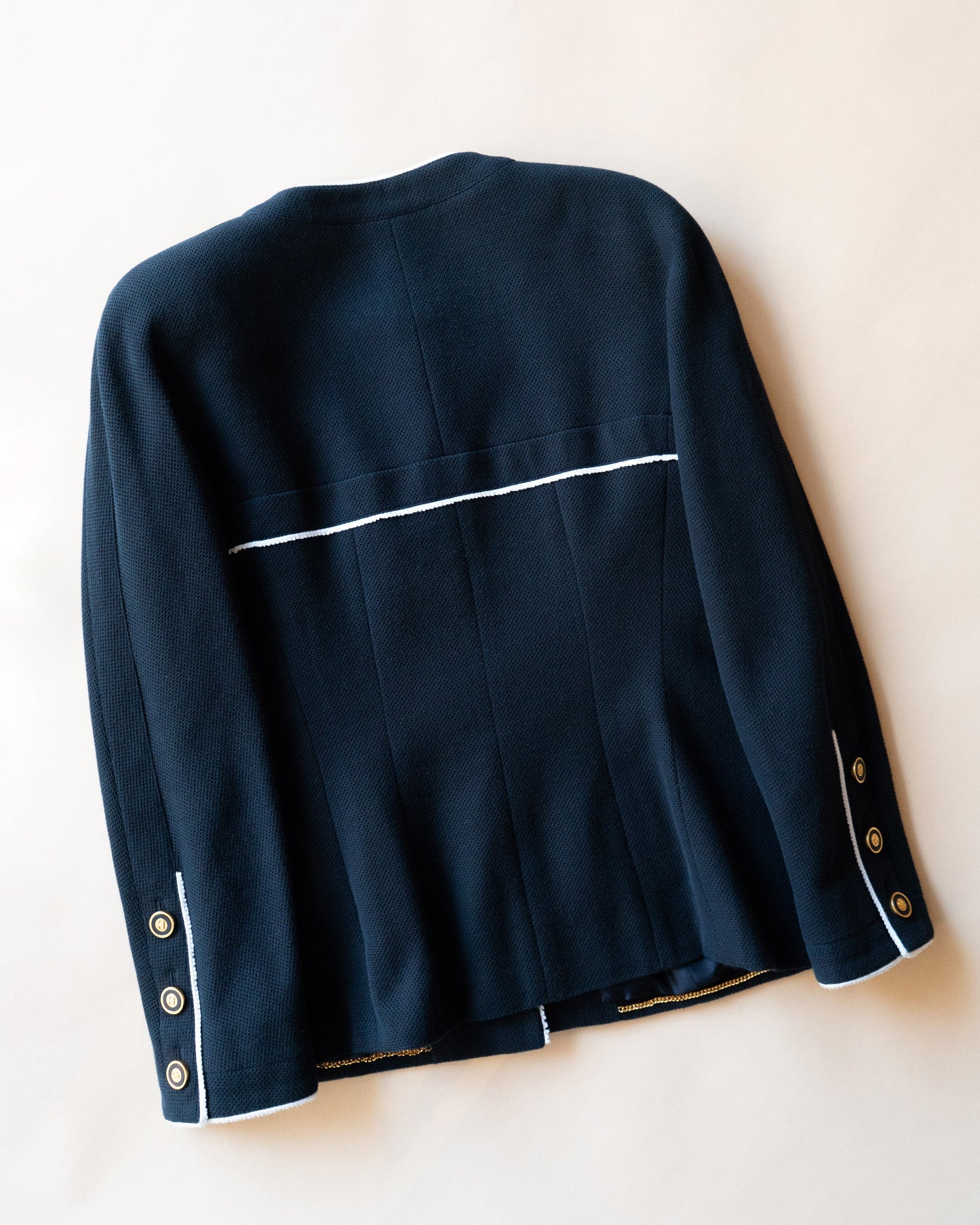 FR38-40 Rare Chanel Cruise 1996 Two-Pocketed Cotton Jacket in Navy - Vintage Chanel Jacket -   - Rarchive.