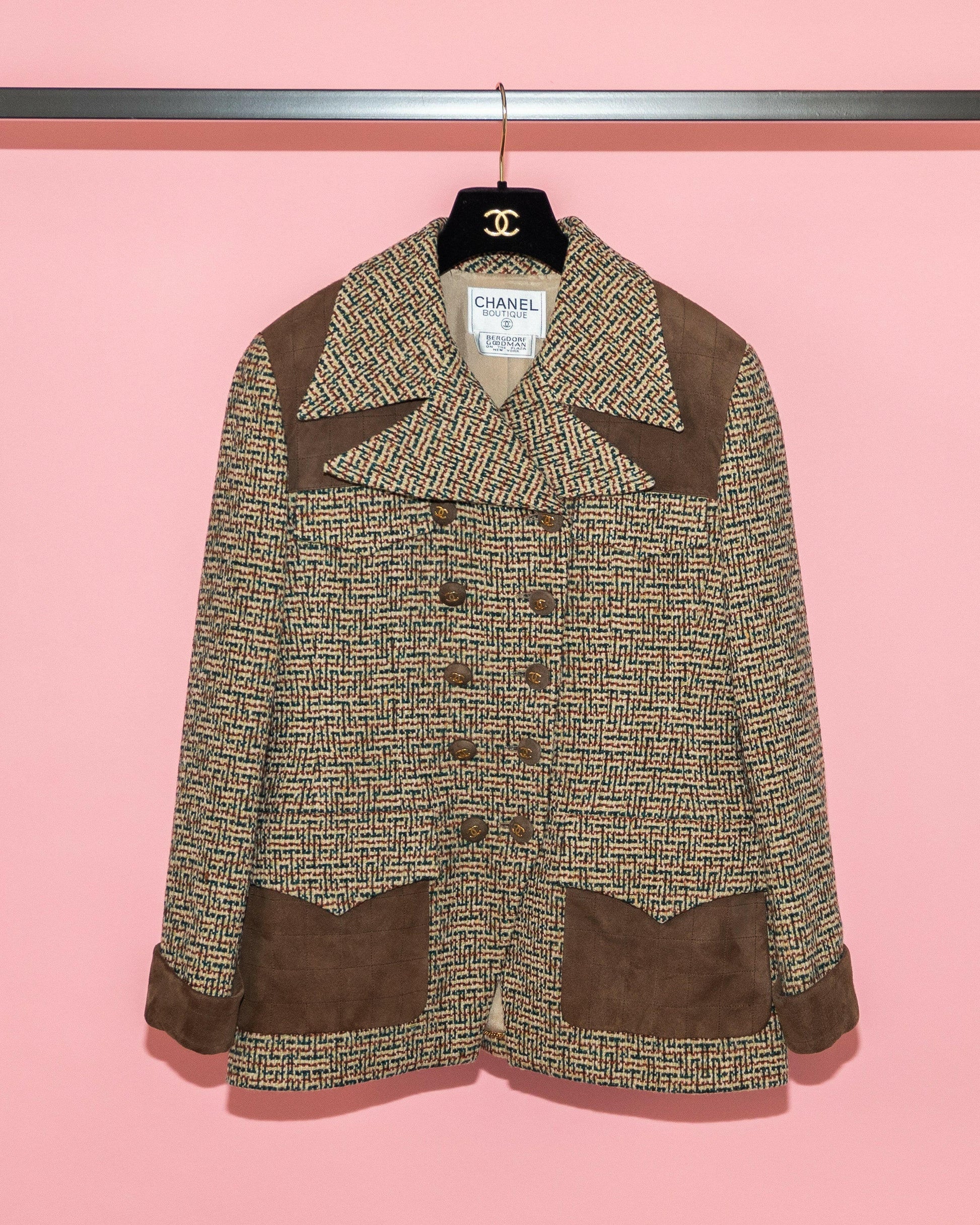 FR38-40 Rare Chanel Fall 1992 Suede Details Tweed Jacket - Vintage Chanel Jacket -   - Rarchive.