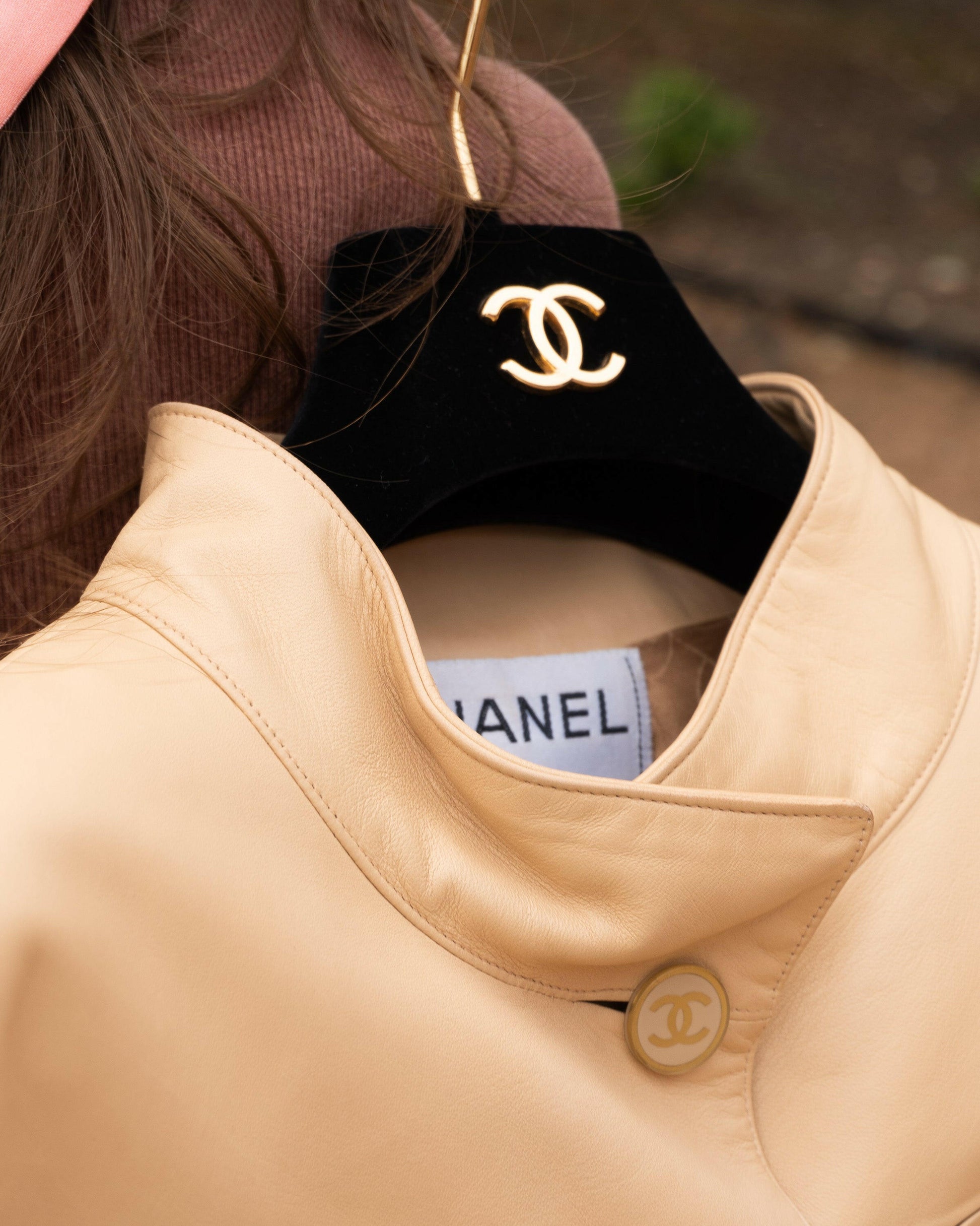 FR38-40 Rare Chanel Fall 2001 Cropped Beige Lambskin Jacket - Vintage Chanel Jacket -   - Rarchive.