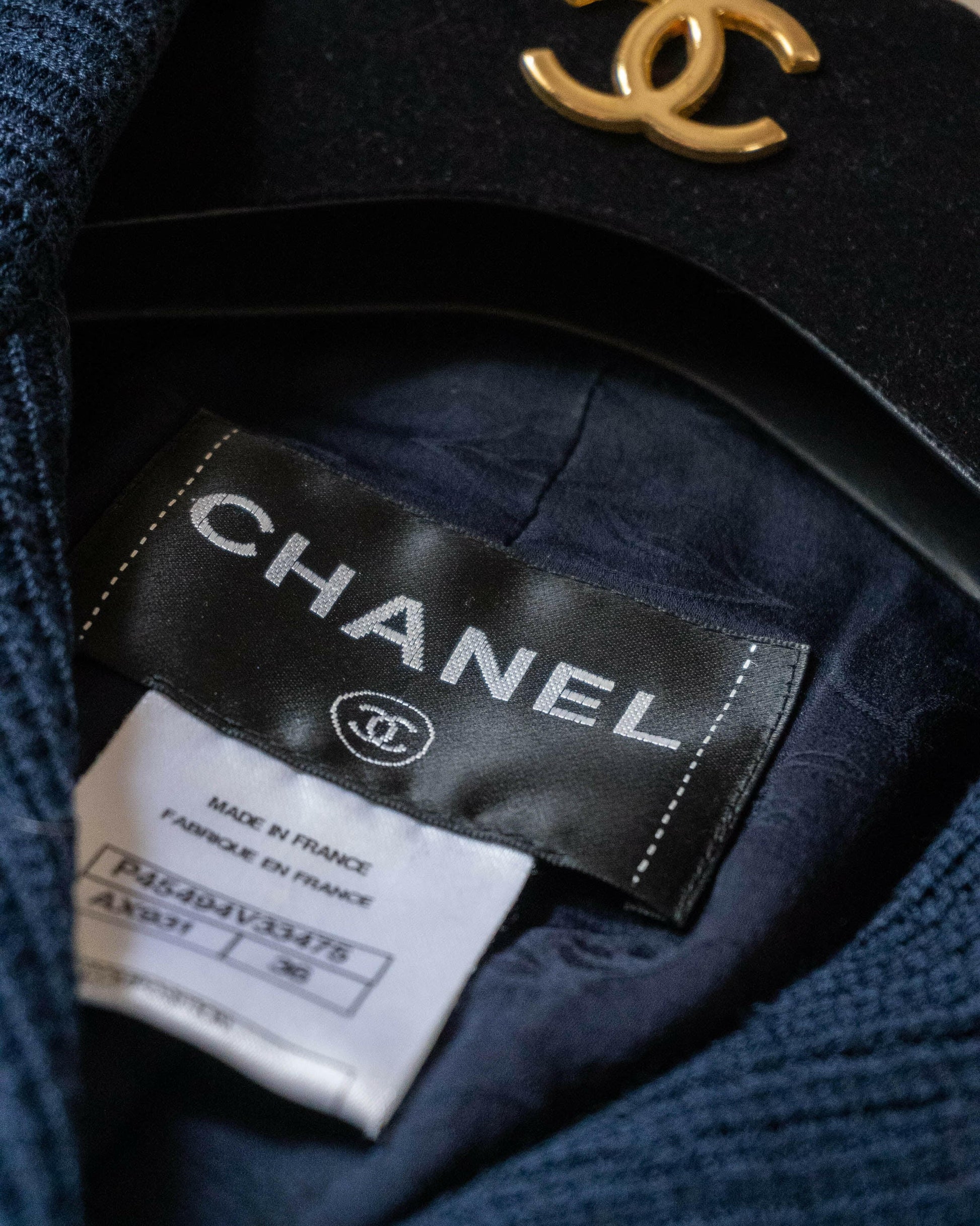 FR36-38 Chanel Spring 2013 Fitted Cut Double-Breasted Navy Cotton Jacket - Vintage Chanel Jacket -   - Rarchive.