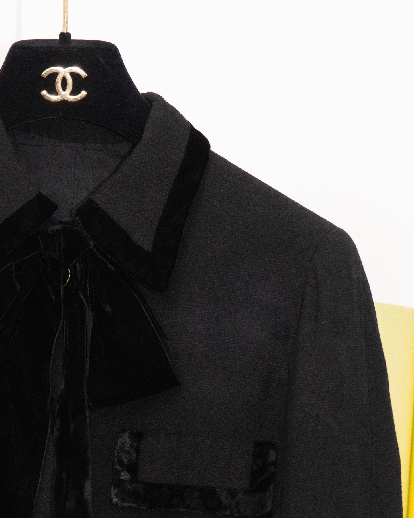 FR38-40 Rare Chanel Couture Jacket with Black Velvet Trim in Dark Gray - Vintage Chanel Jacket -   - Rarchive.