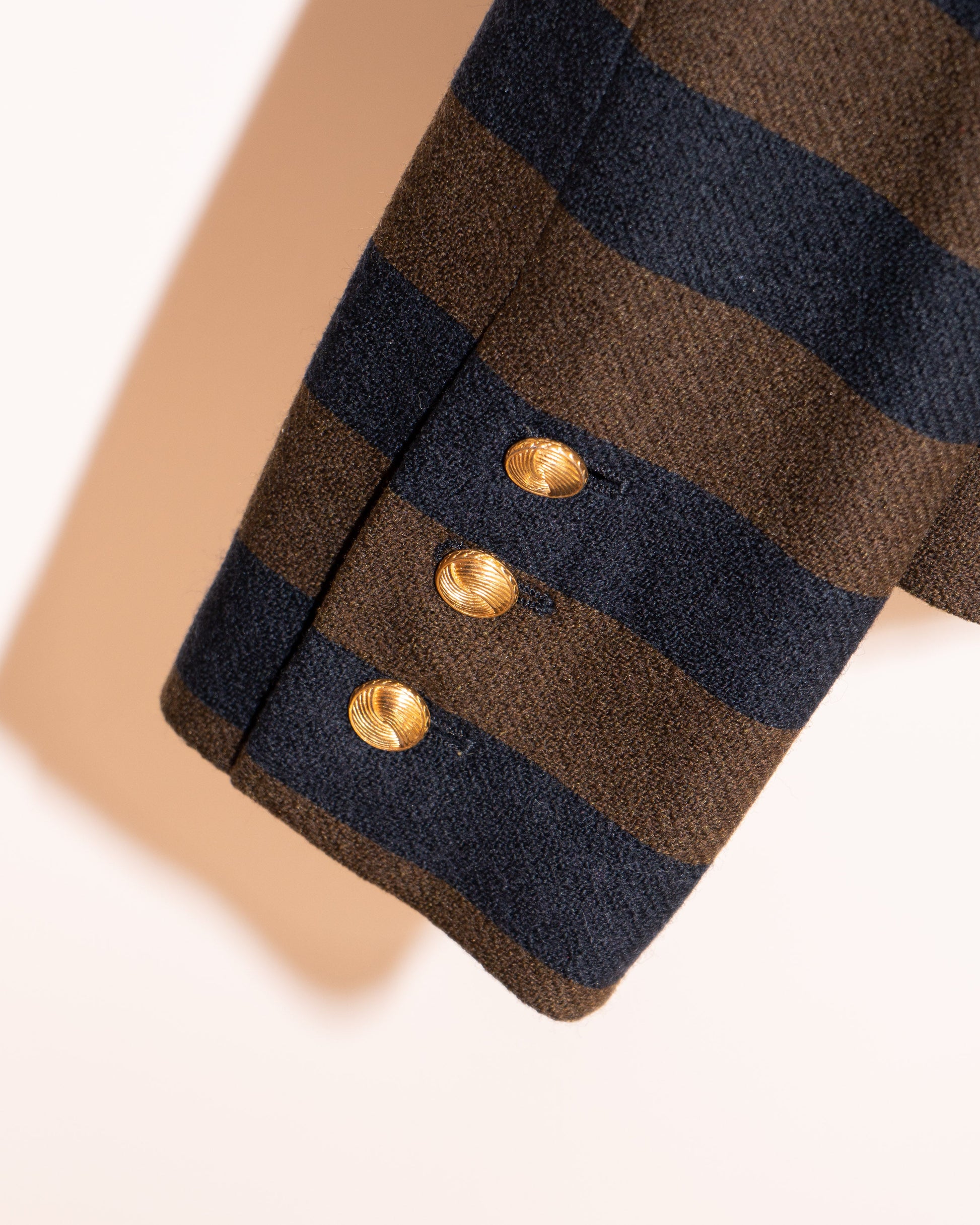 FR38-40 Chanel Early 1980s Two Pocketed Striped Wool Jacket - Vintage Chanel Jacket -   - Rarchive.