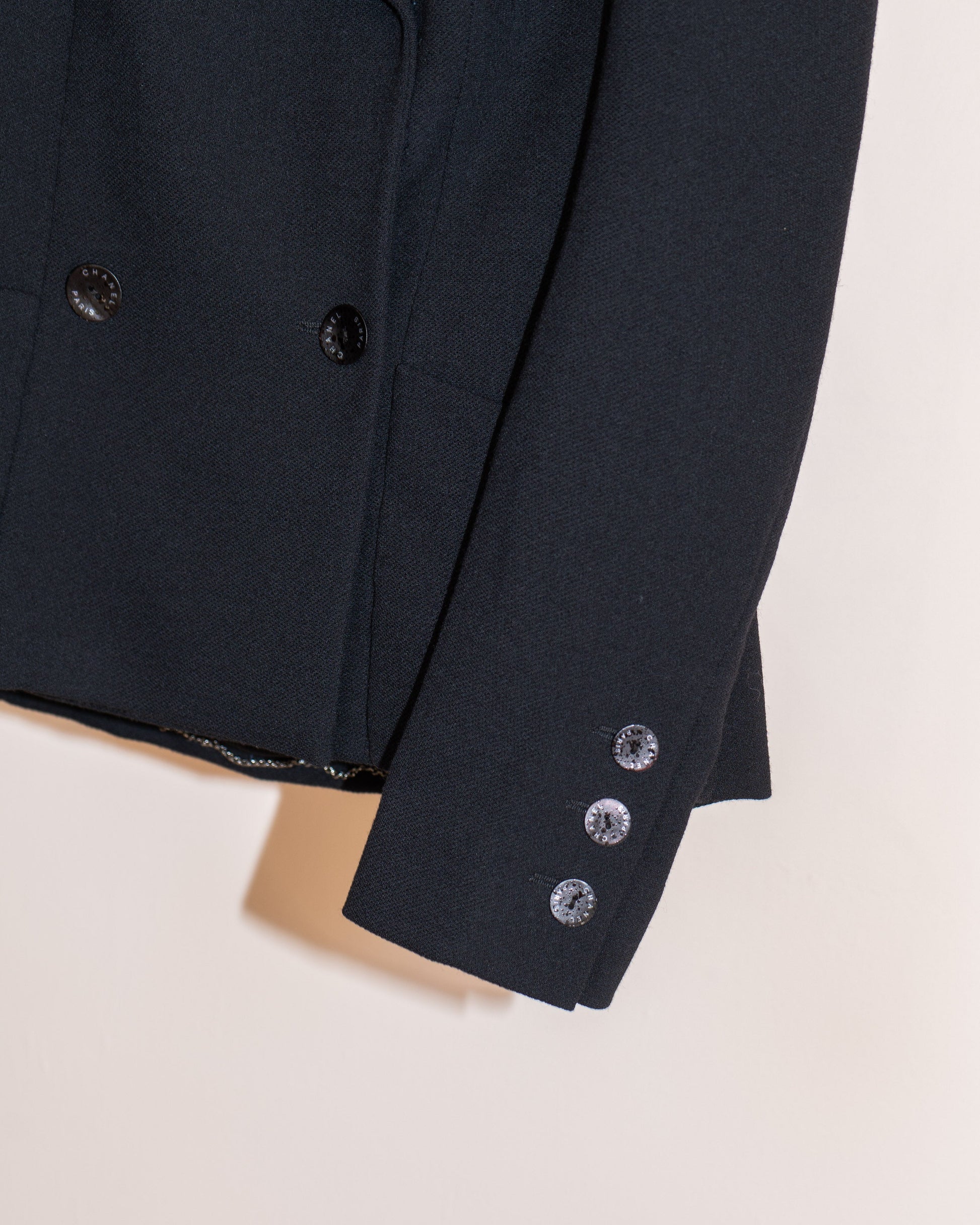FR36-38 Chanel Cruise 2003 Camellia Detail Double Breasted Wool Jacket - Vintage Chanel Jacket -   - Rarchive.