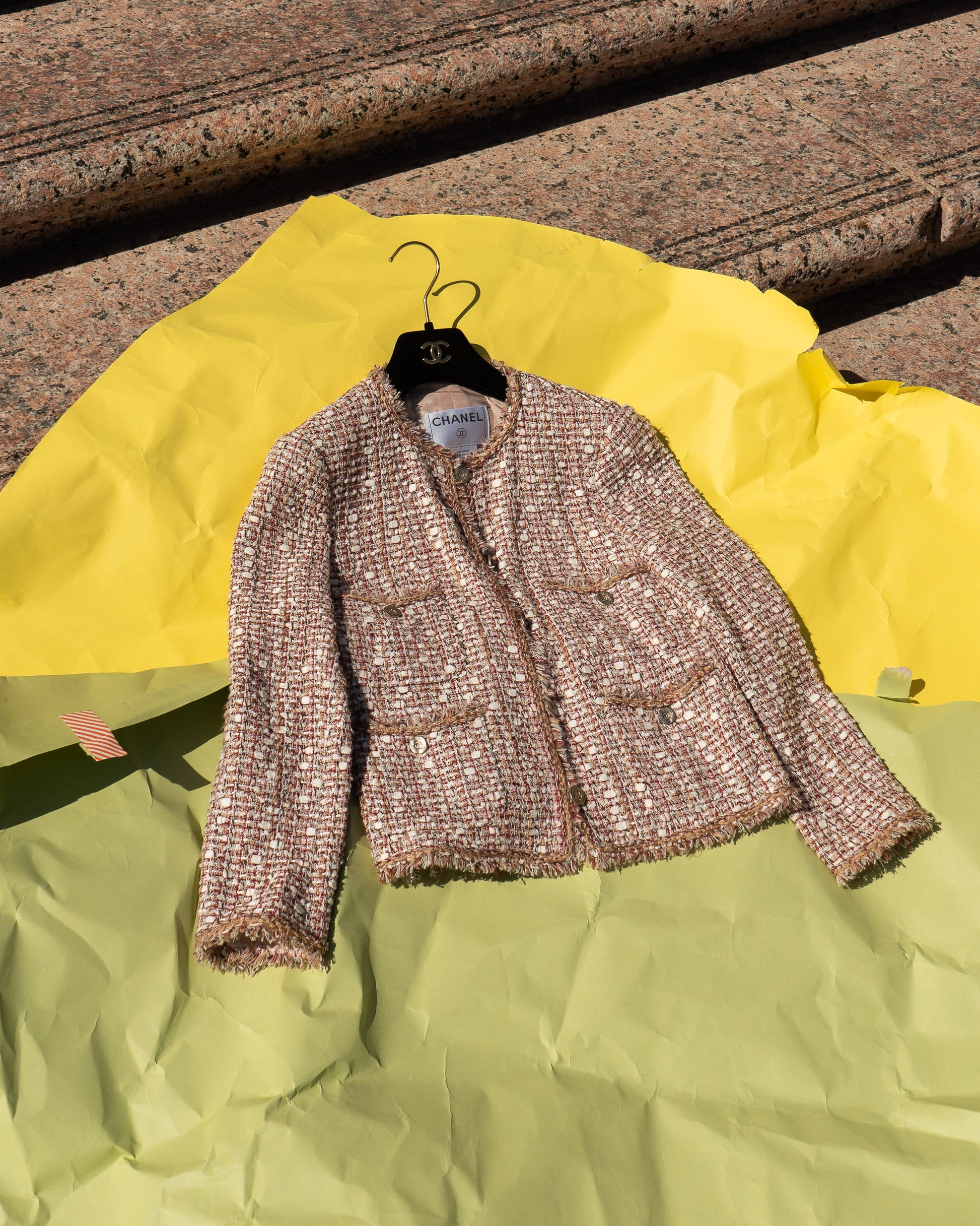 FR34-36 Chanel Spring 2006 Collarless Four Pocketed Fantasy Tweed Jacket - Vintage Chanel Jacket -   - Rarchive.