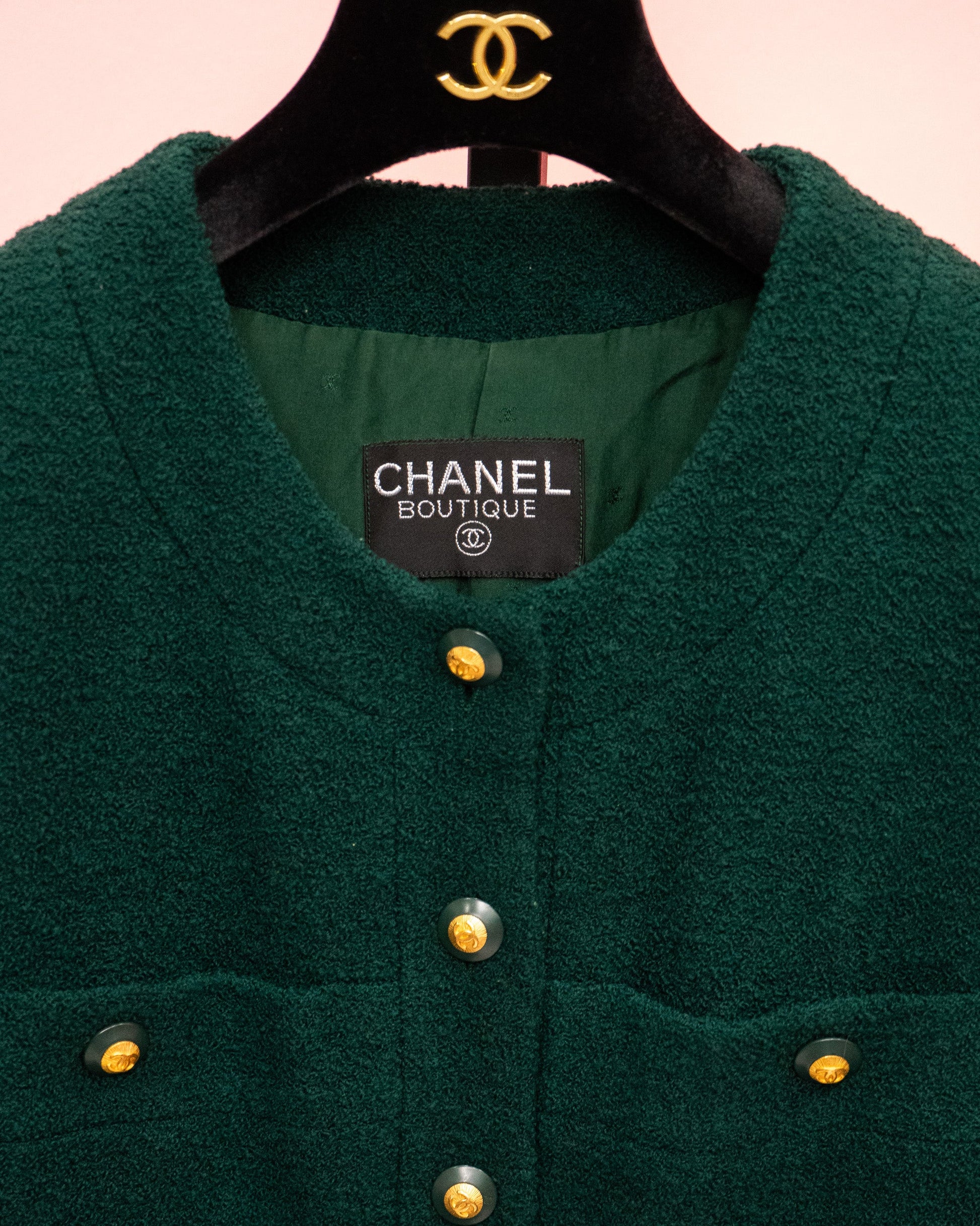 FR42-44 Chanel Fall 1993 Four-Pocketed Collarless Long Cut Jacket - Vintage Chanel Jacket -   - Rarchive.