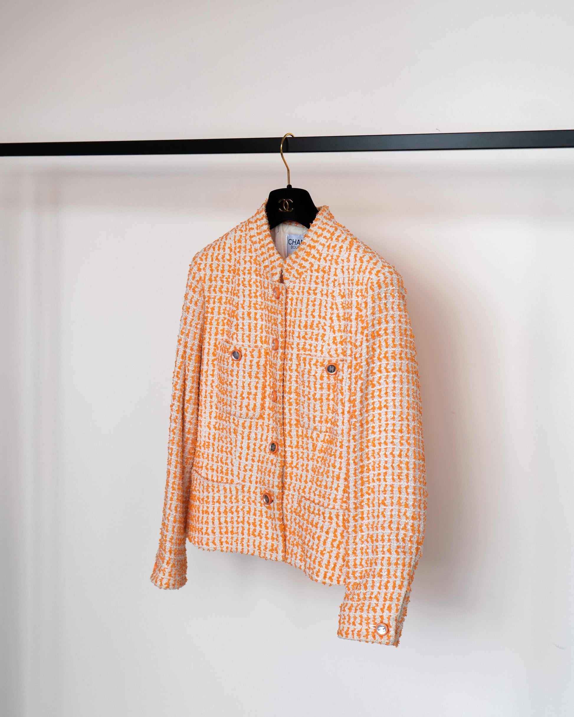 FR40-42 Chanel Cruise 1995 Mandarin Collar Four-Pocketed Mirror Buttons Jacket - Vintage Chanel Jacket -   - Rarchive.