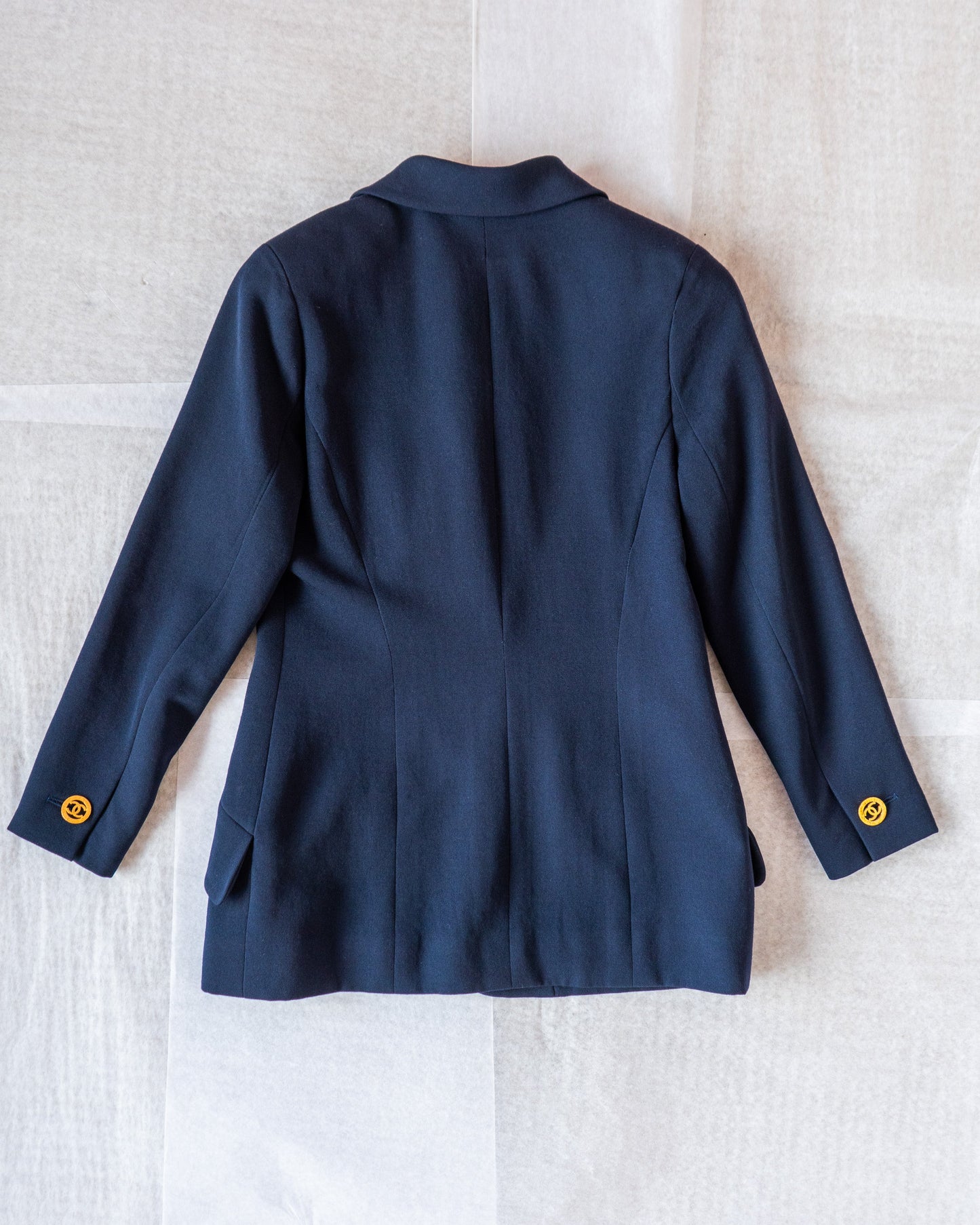 FR38-40 Chanel Fall 1991 Double-Breasted Gold-Tone Buttons Blazer in Navy - Vintage Chanel Jacket -   - Rarchive.