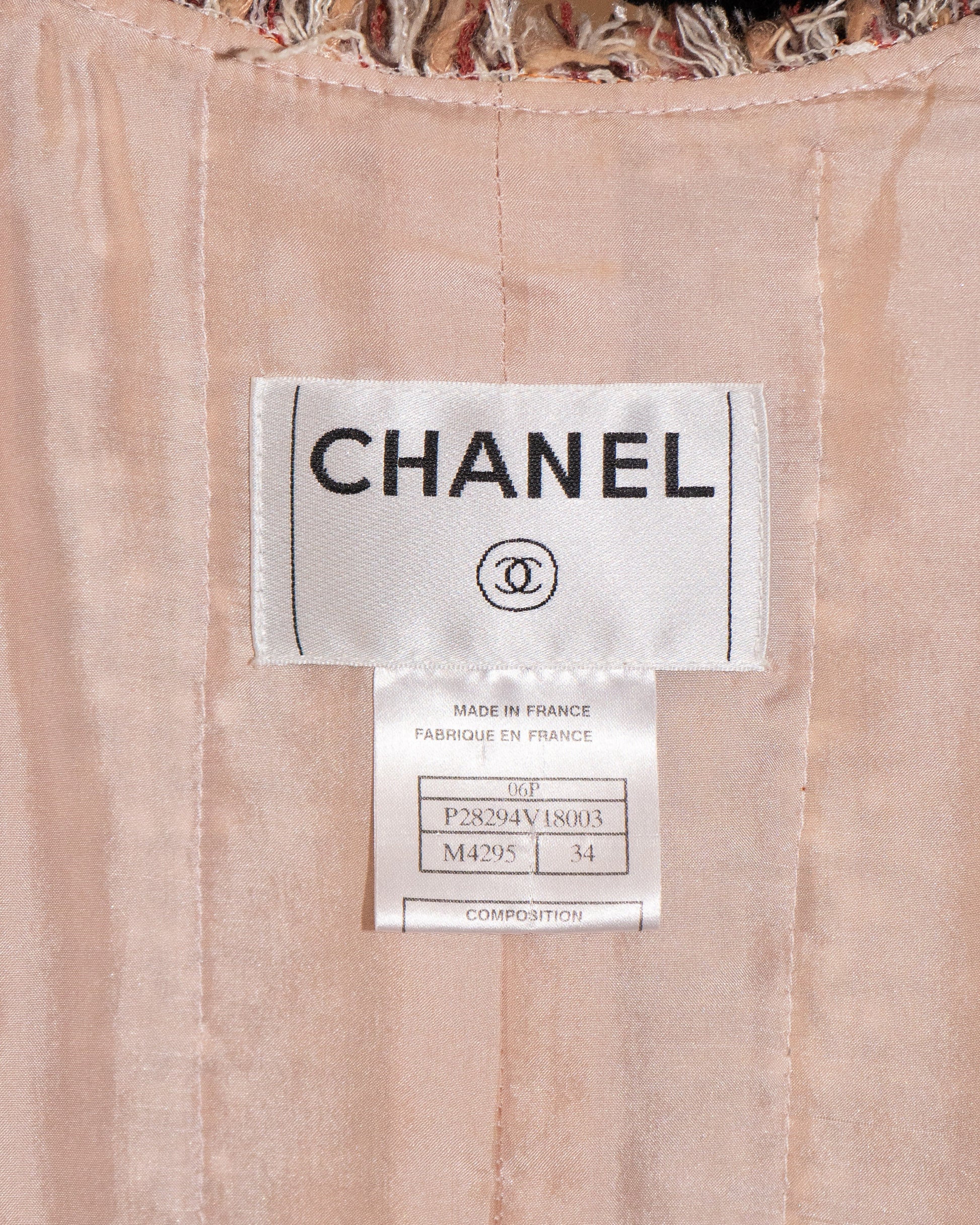 FR34-36 Chanel Spring 2006 Collarless Four Pocketed Fantasy Tweed Jacket - Vintage Chanel Jacket -   - Rarchive.