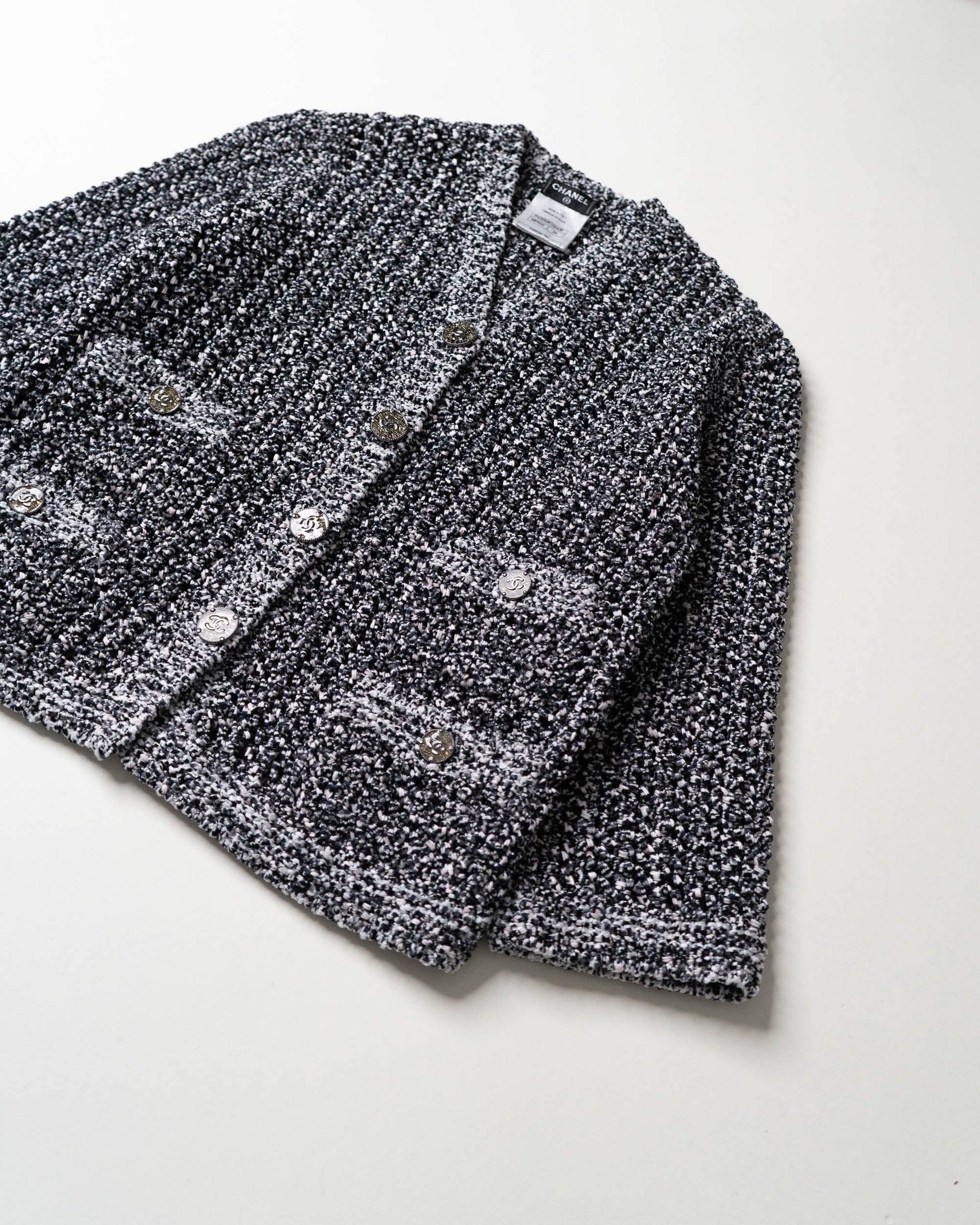 FR34-36 Chanel Spring 2012 Four Pocket Crochet Cardigan Jacket in Gray - Vintage Chanel Jacket -  Jacket - Rarchive.