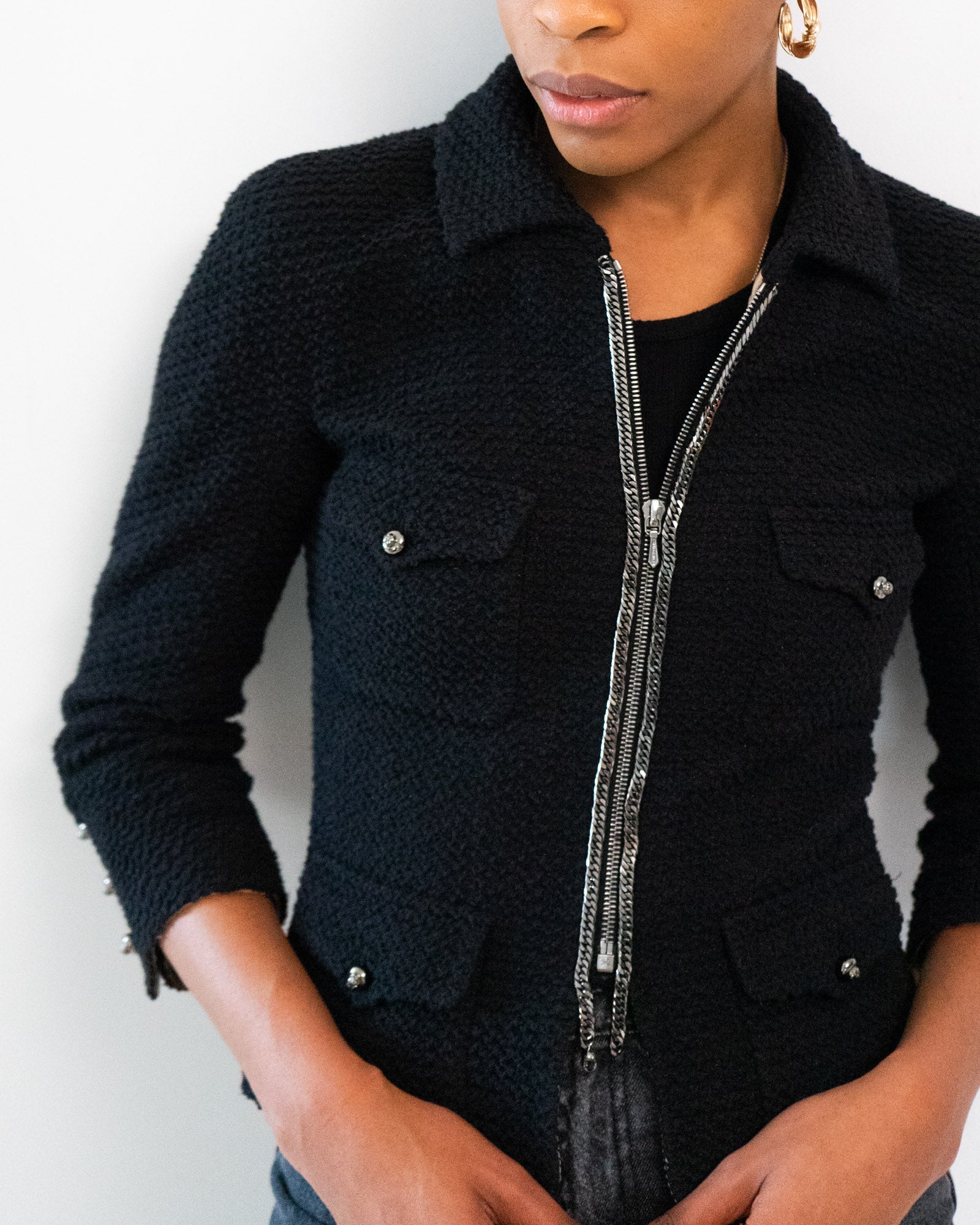 FR38 Chanel Spring 2011 Four Pocket Utility Jacket in Black - Vintage Chanel Jacket -  Jacket - Rarchive.